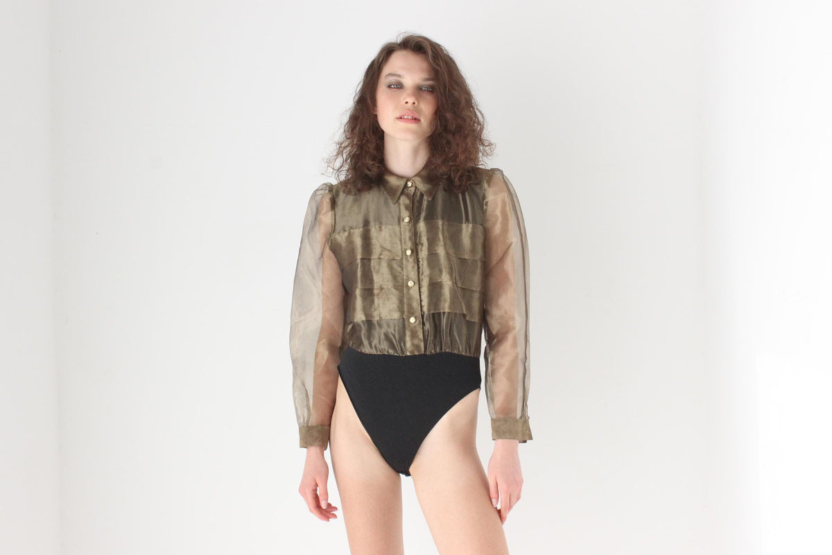 80s Puff Gold Organza Bodysuit by Mr K