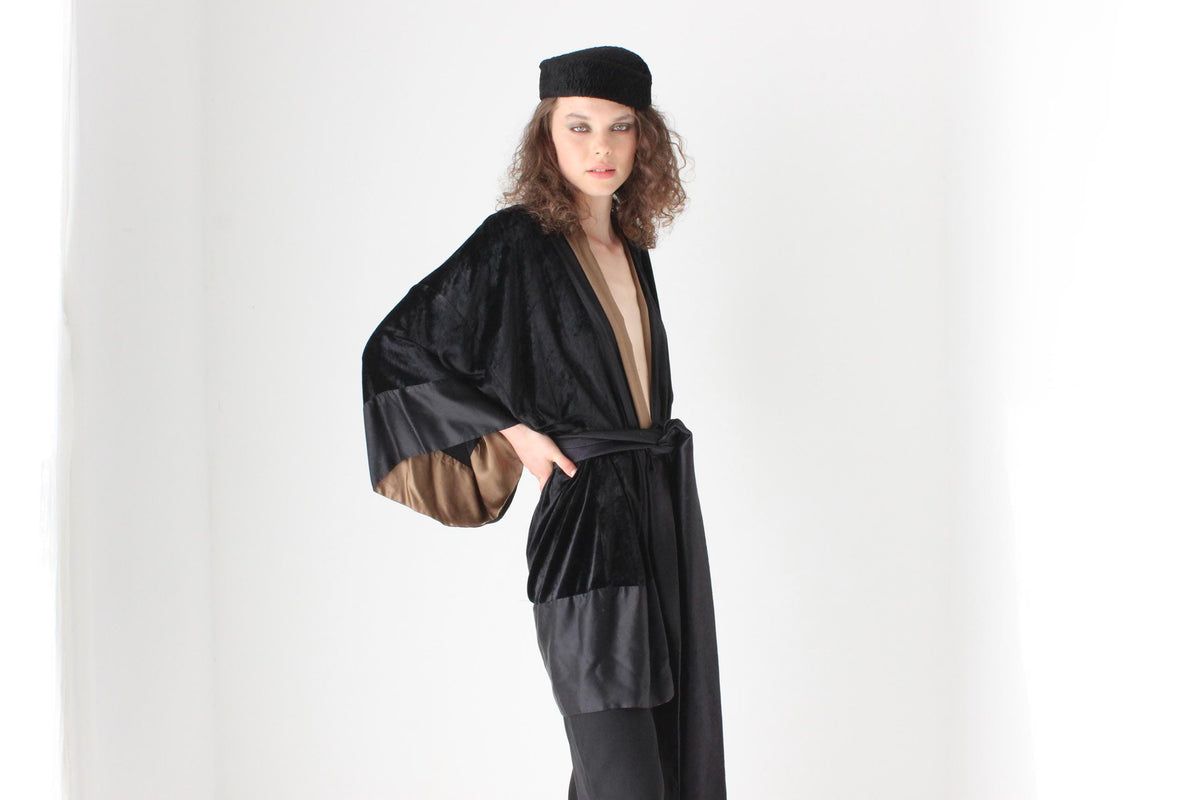 2000s Designer Crushed Velvet & Silk Kimono by Kirrily Johnston