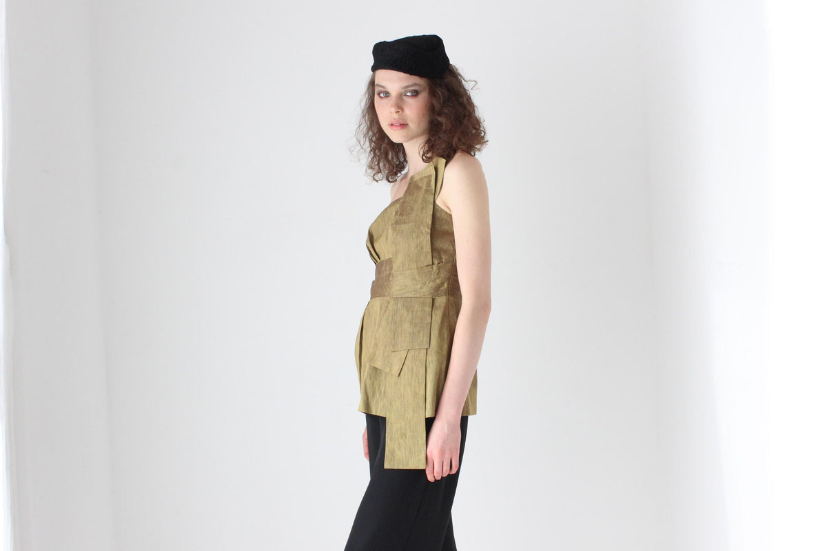 2000s Asymmetric Sculptural One Shoulder Top