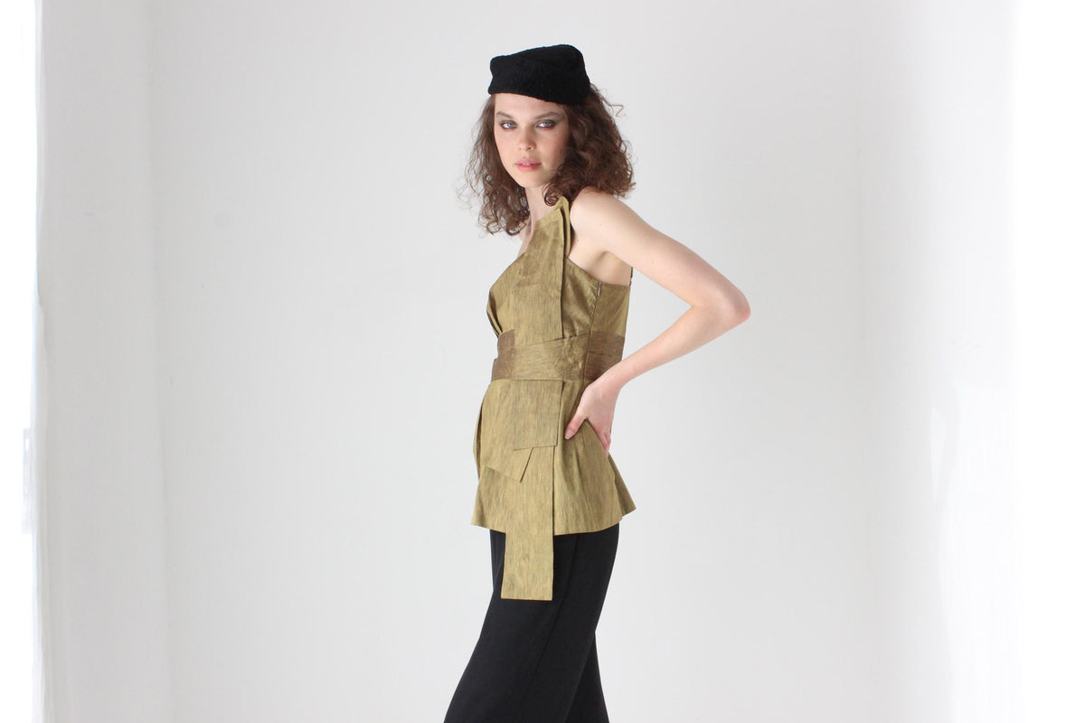 2000s Asymmetric Sculptural One Shoulder Top