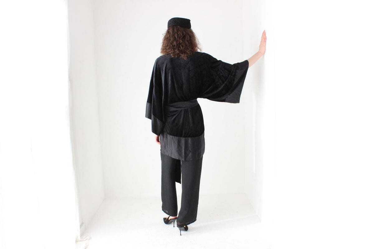 2000s Designer Crushed Velvet & Silk Kimono by Kirrily Johnston