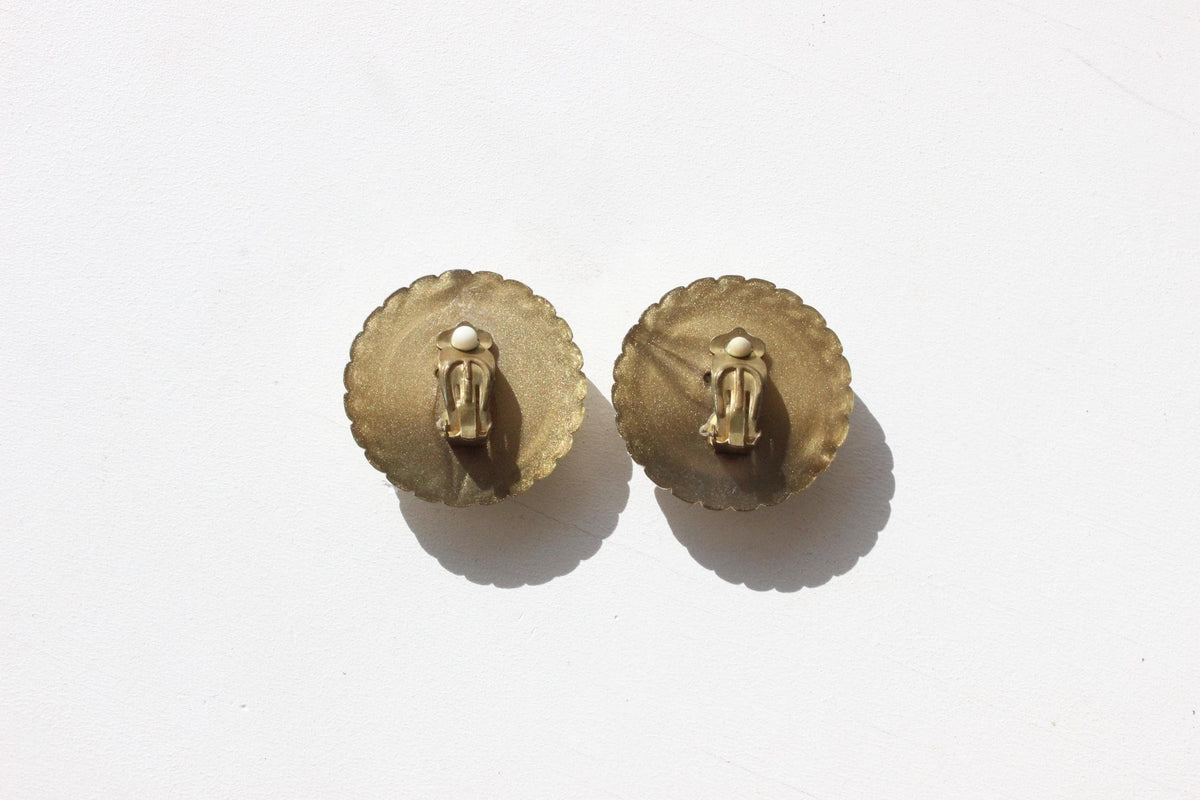 80s Glam Round Gold Tone Clip Ons