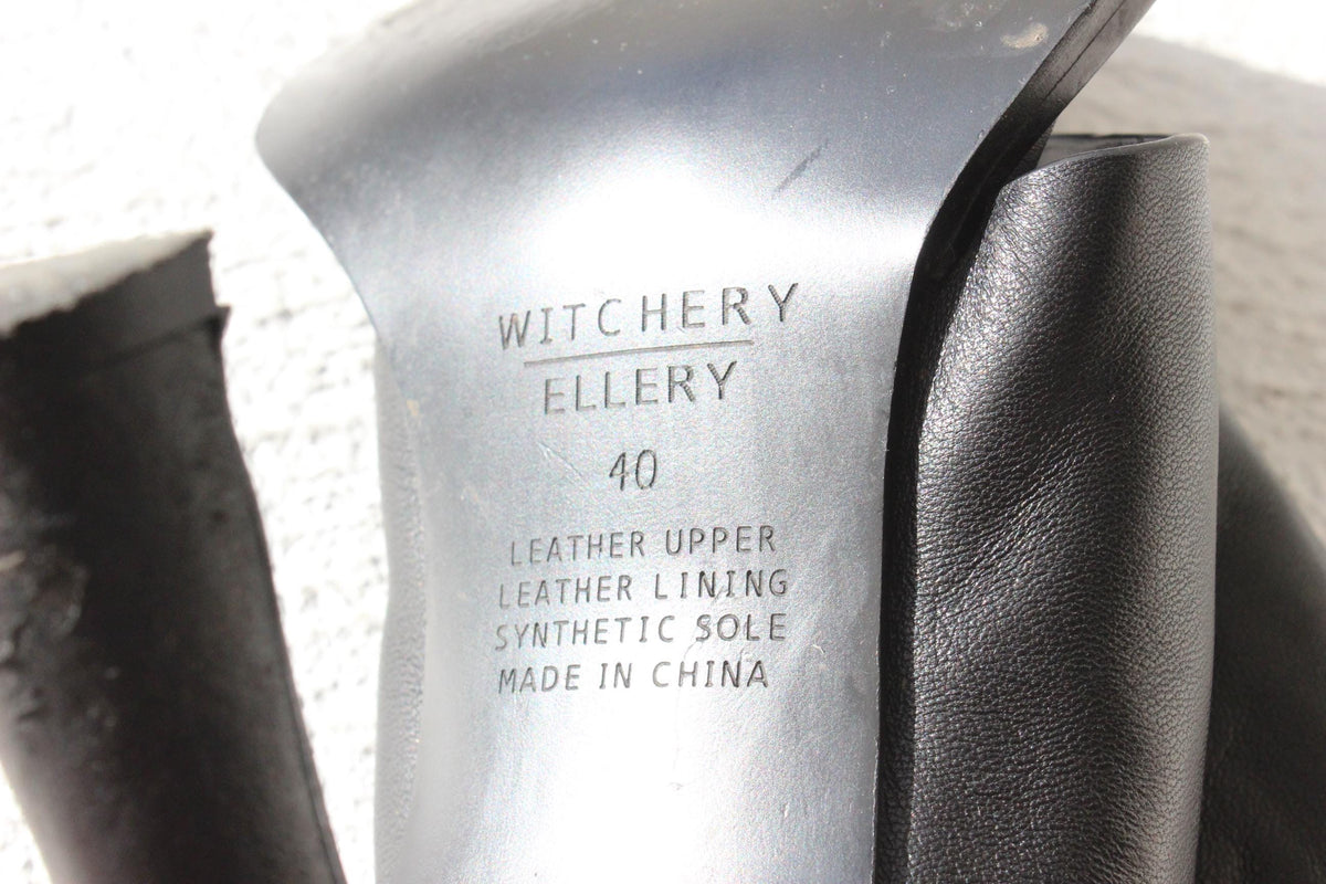 2000s Ellery for Witchery Black Leather Heeled Sandals ~ Euro 40