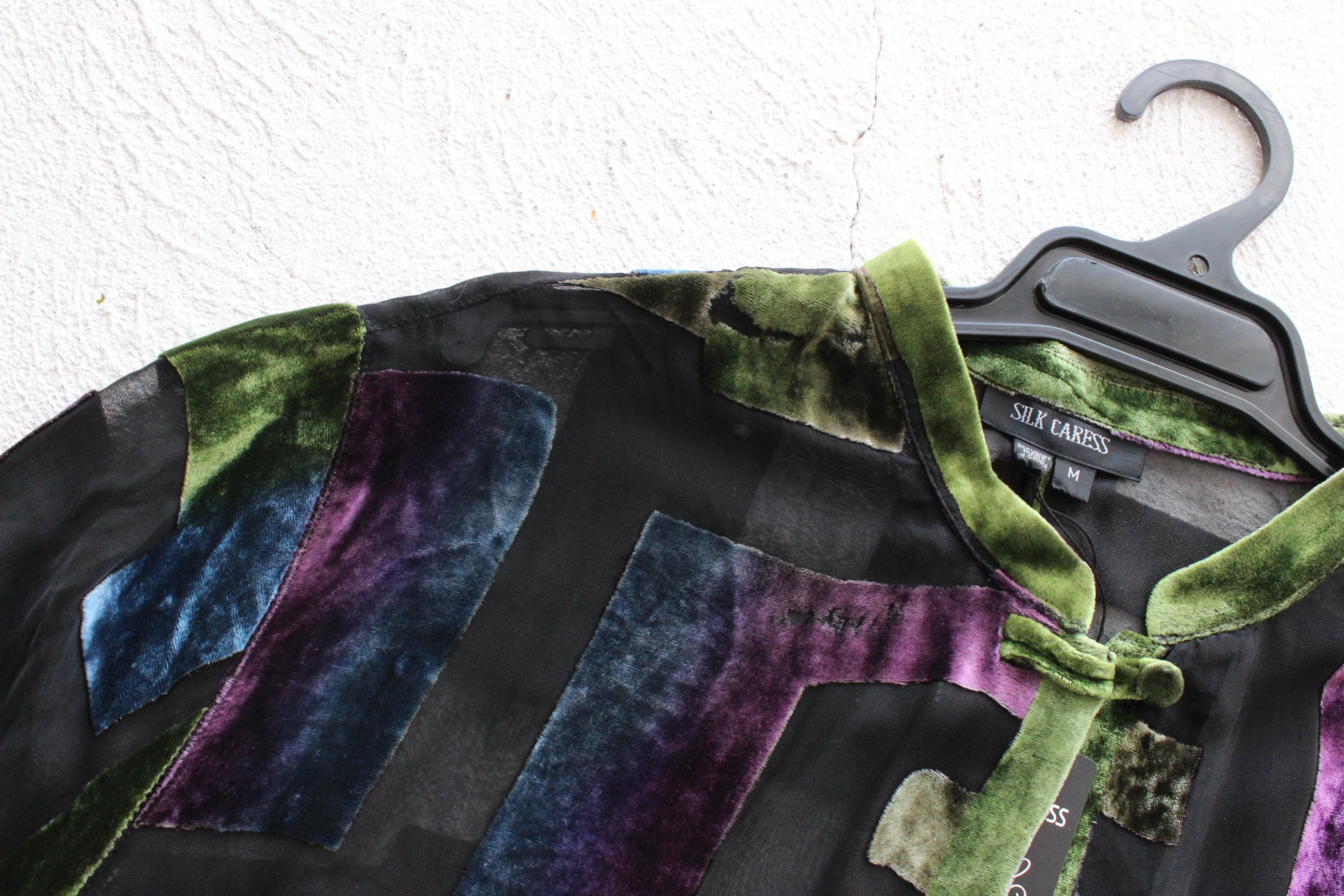 90s Luxury Silk Velvet Sheer Geometric Burnout Duster