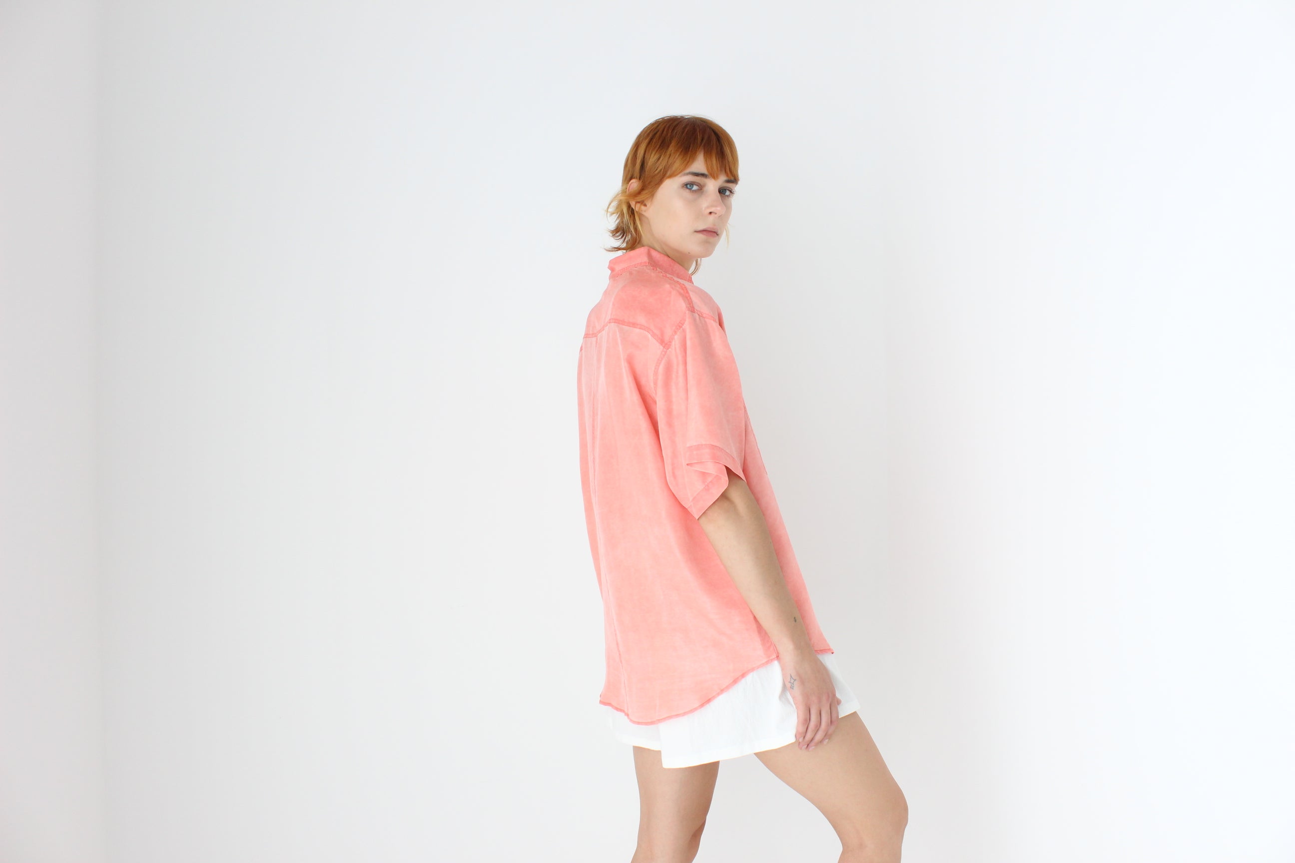80s Pastel Silk Boxy Shirt