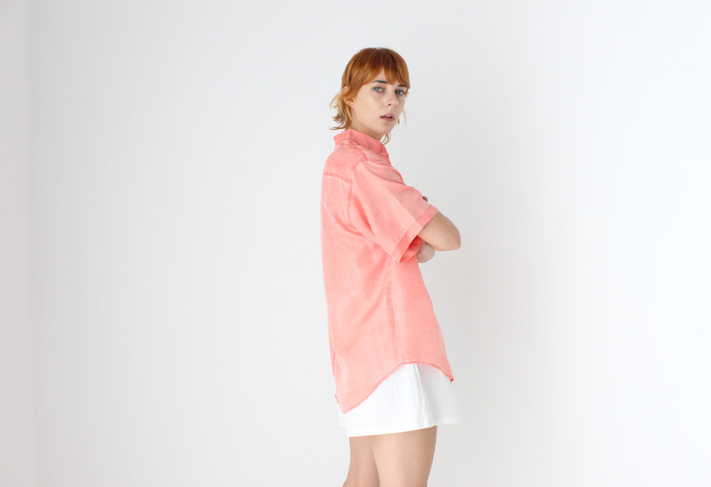 80s Pastel Silk Boxy Shirt