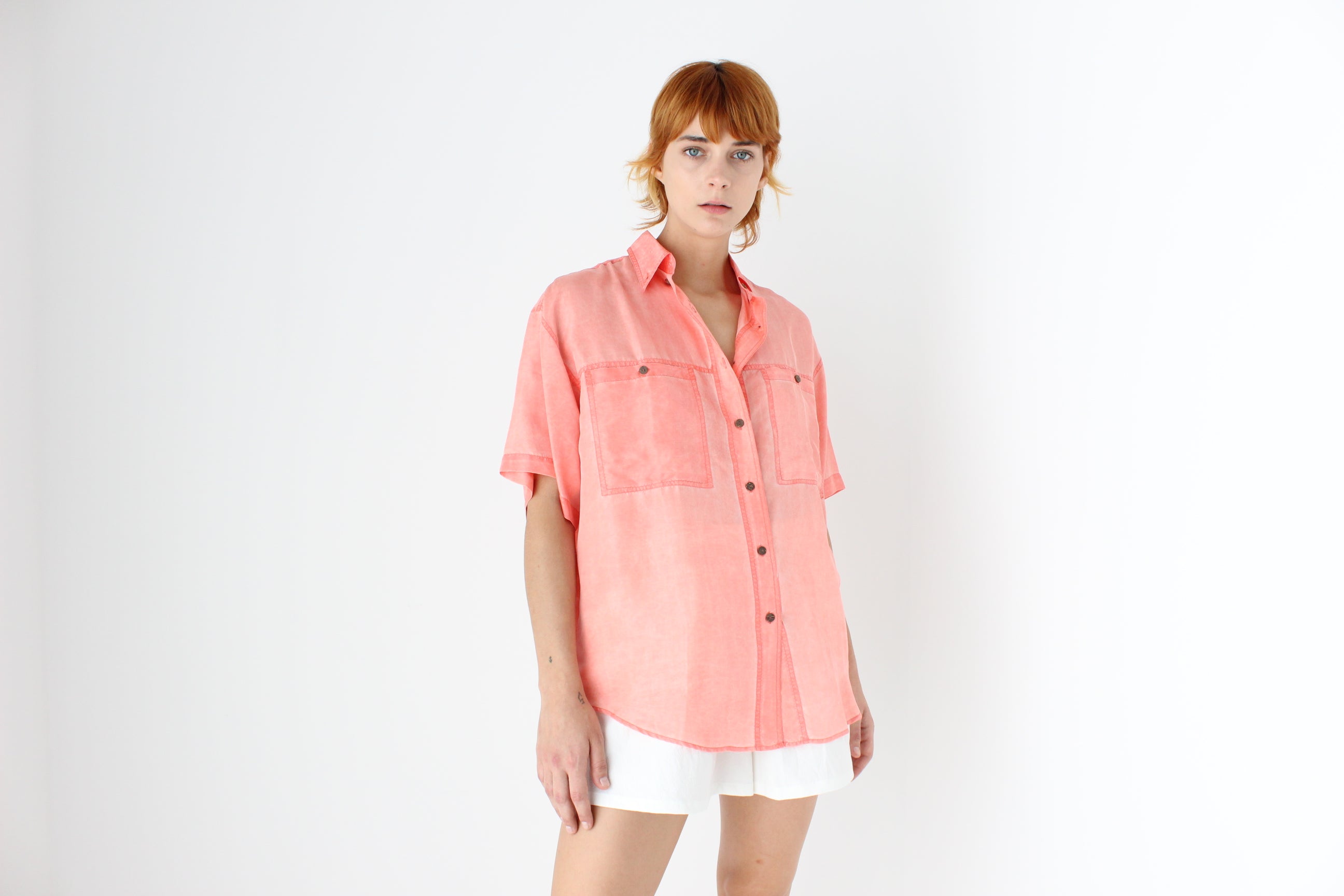 80s Pastel Silk Boxy Shirt
