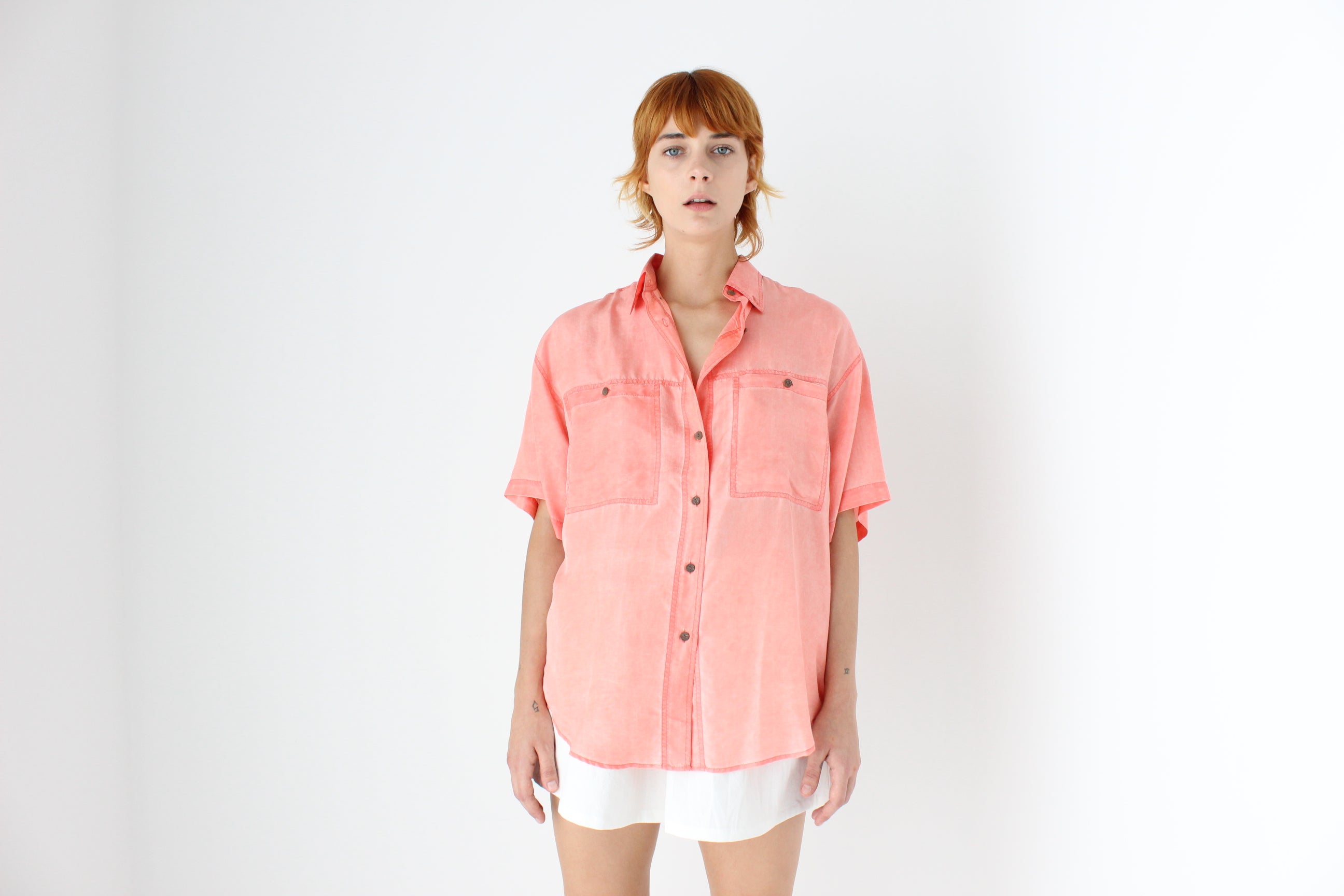 80s Pastel Silk Boxy Shirt