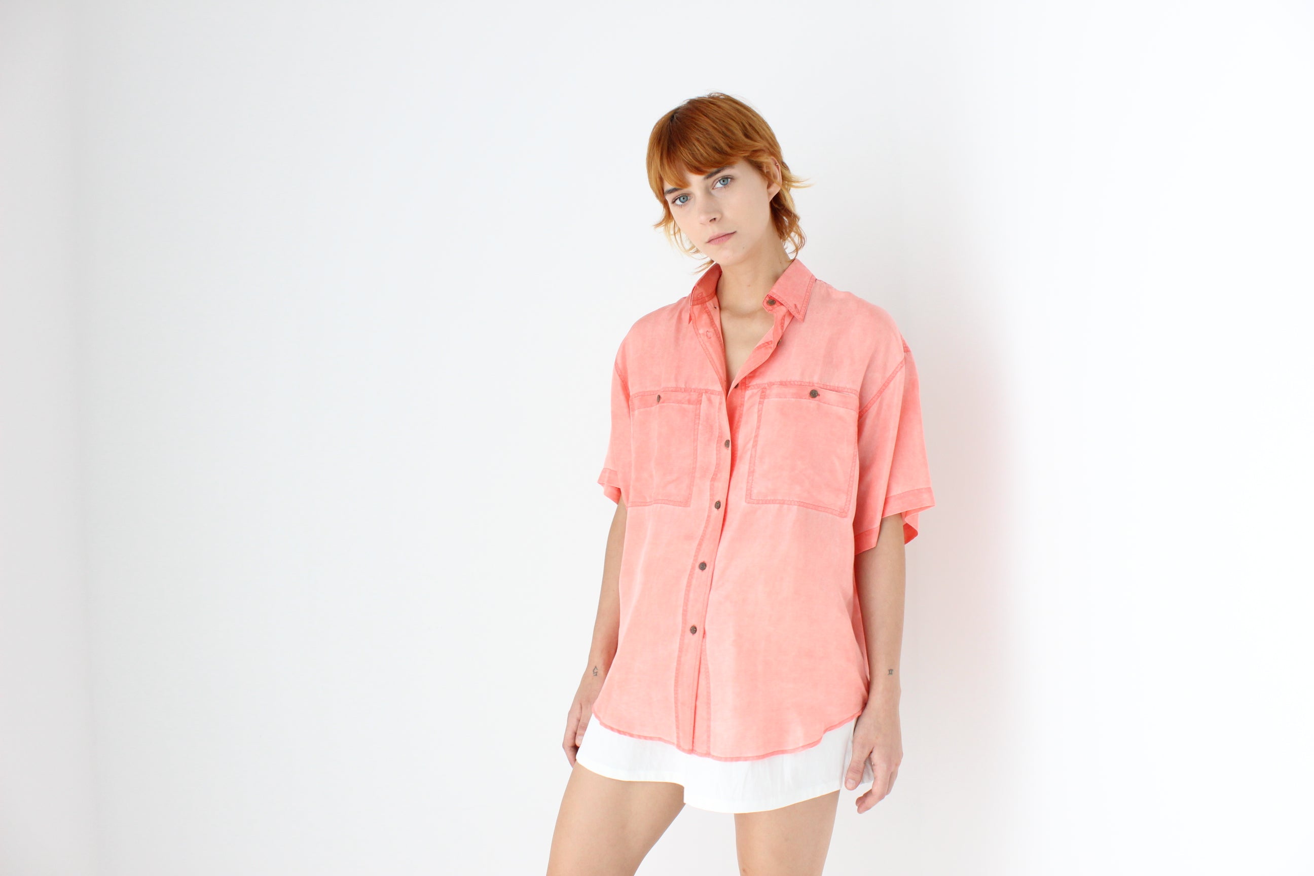 80s Pastel Silk Boxy Shirt