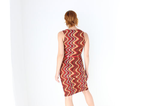 Iconic Y2K Curvy Squiggle Plunge Dress w/ Matching Belt