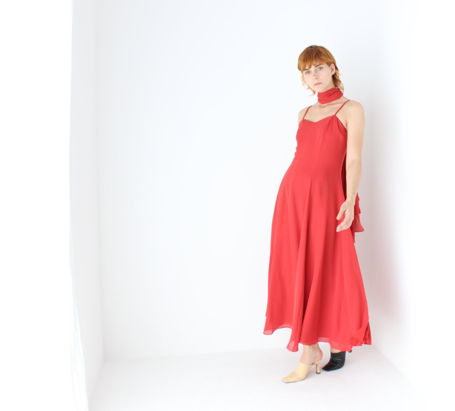 Whimsical 90s Cocktail Slip Dress w/ Versatile Shawl