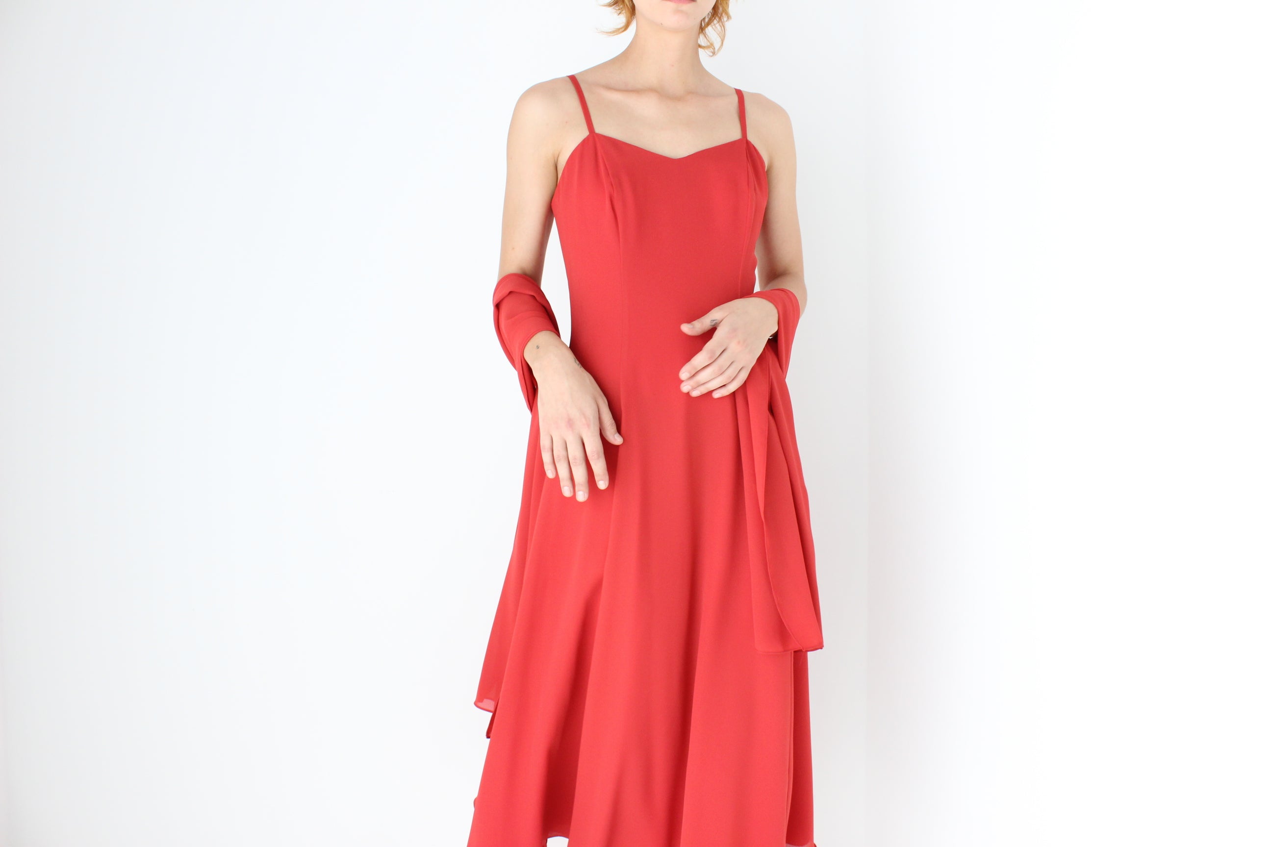 Whimsical 90s Cocktail Slip Dress w/ Versatile Shawl