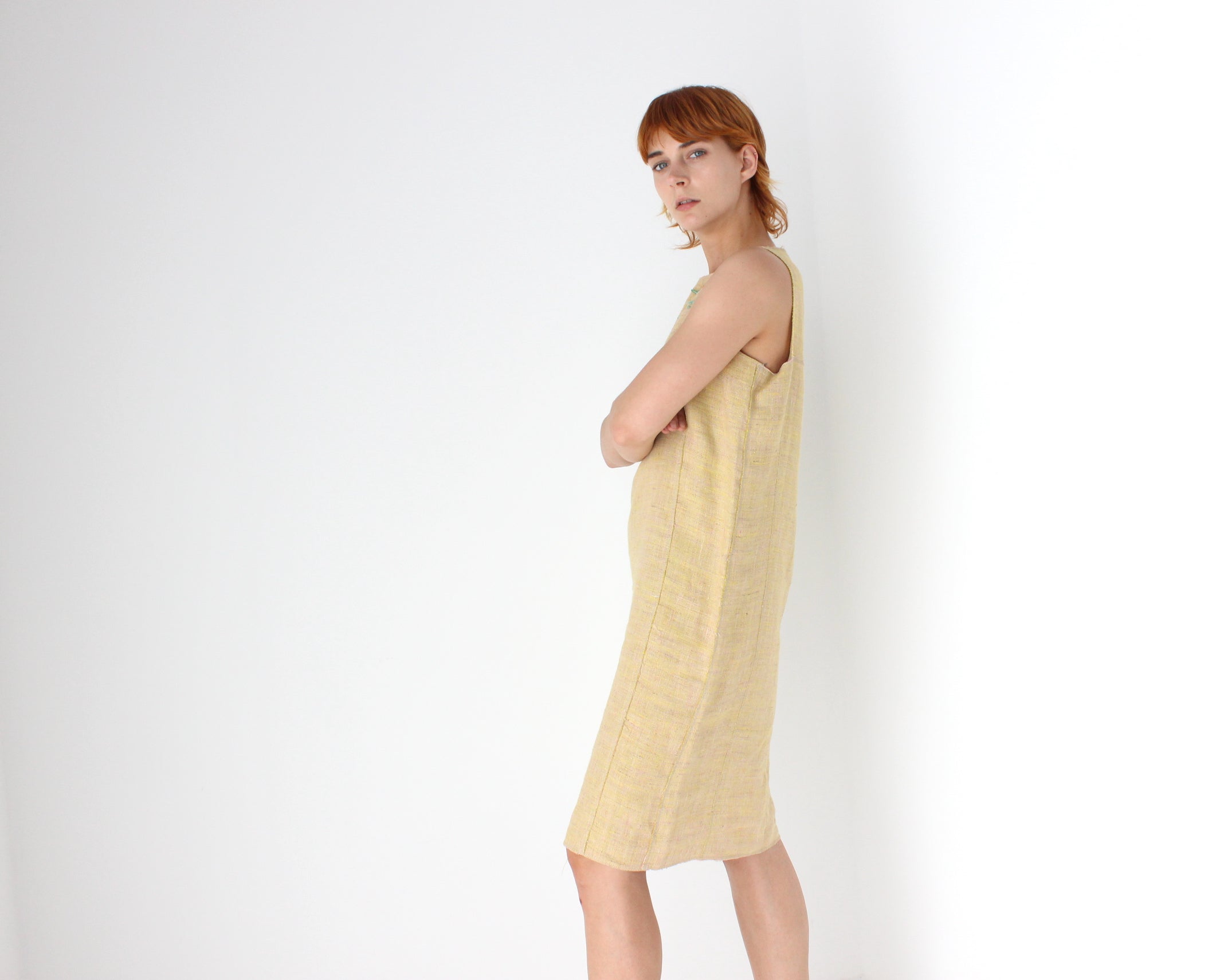 Vintage FENDI Silk Cotton Relaxed Smock w/ Heavenly Mosaic Flower Beading