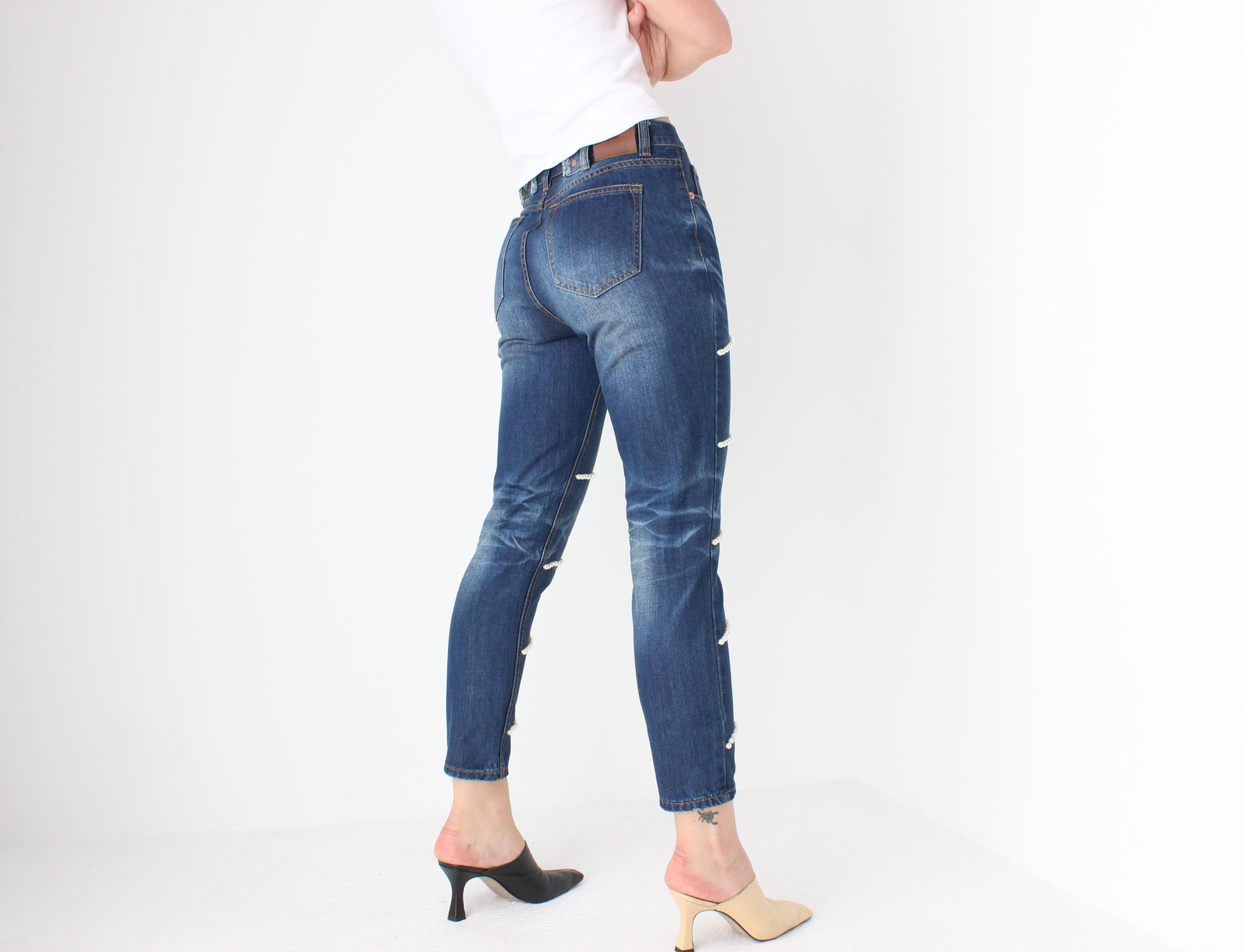 Y2K Pearl Encrusted Jeans