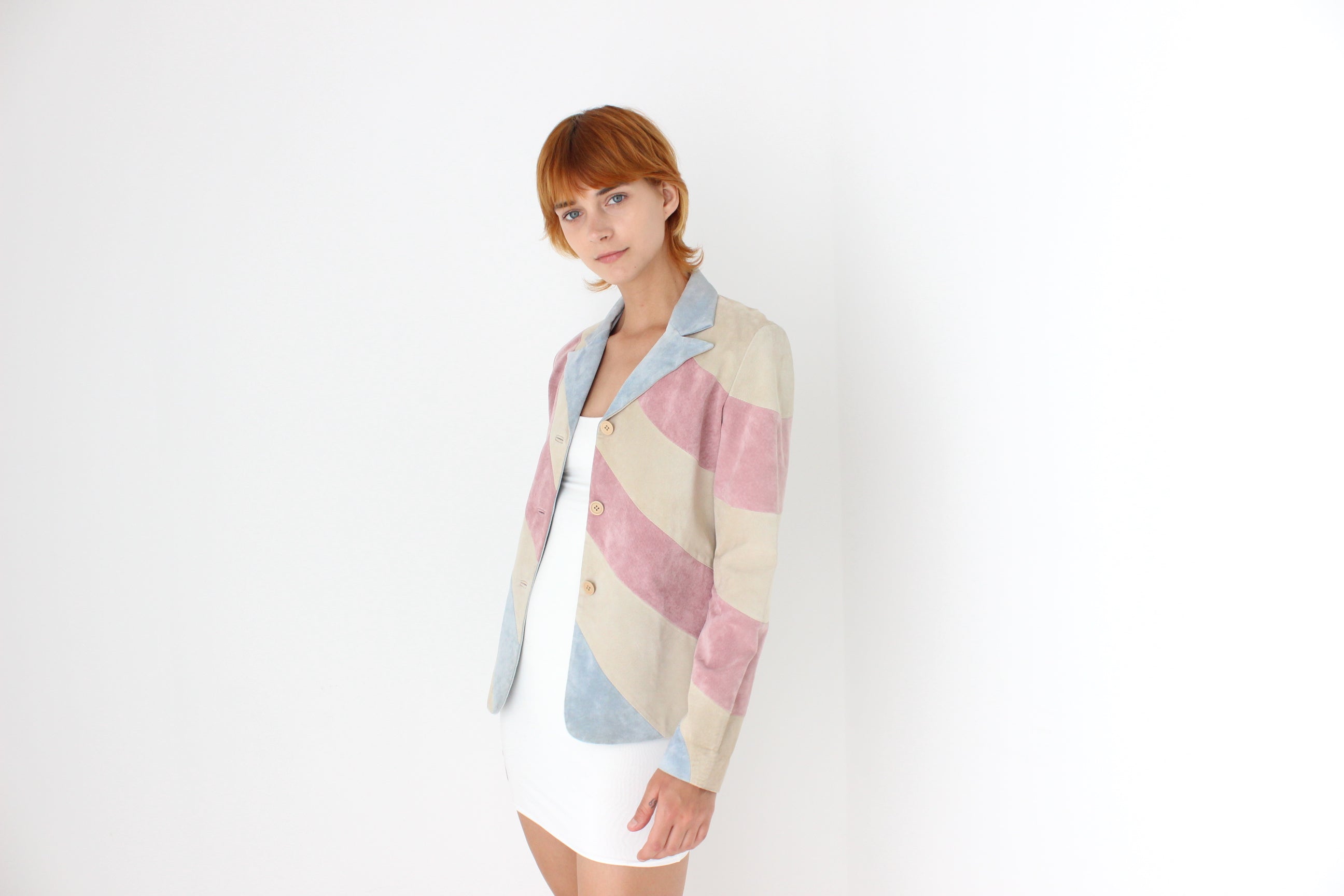 Y2K Sorbet Curved Suede Patchwork Jacket