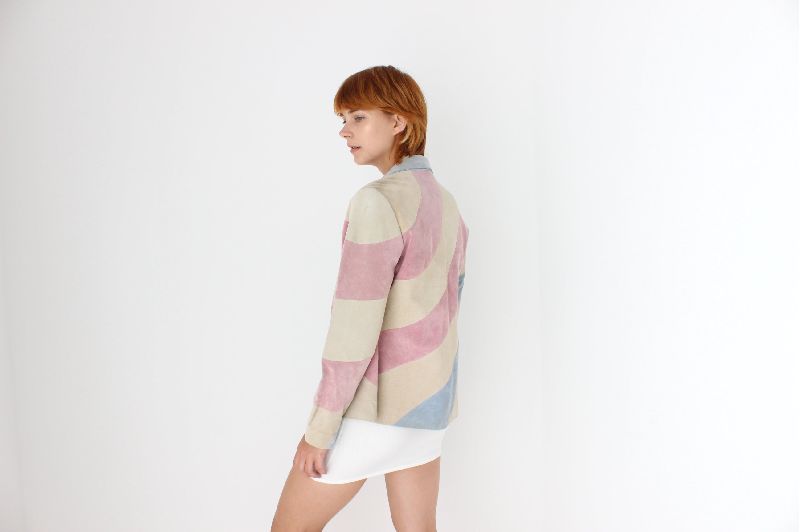 Y2K Sorbet Curved Suede Patchwork Jacket