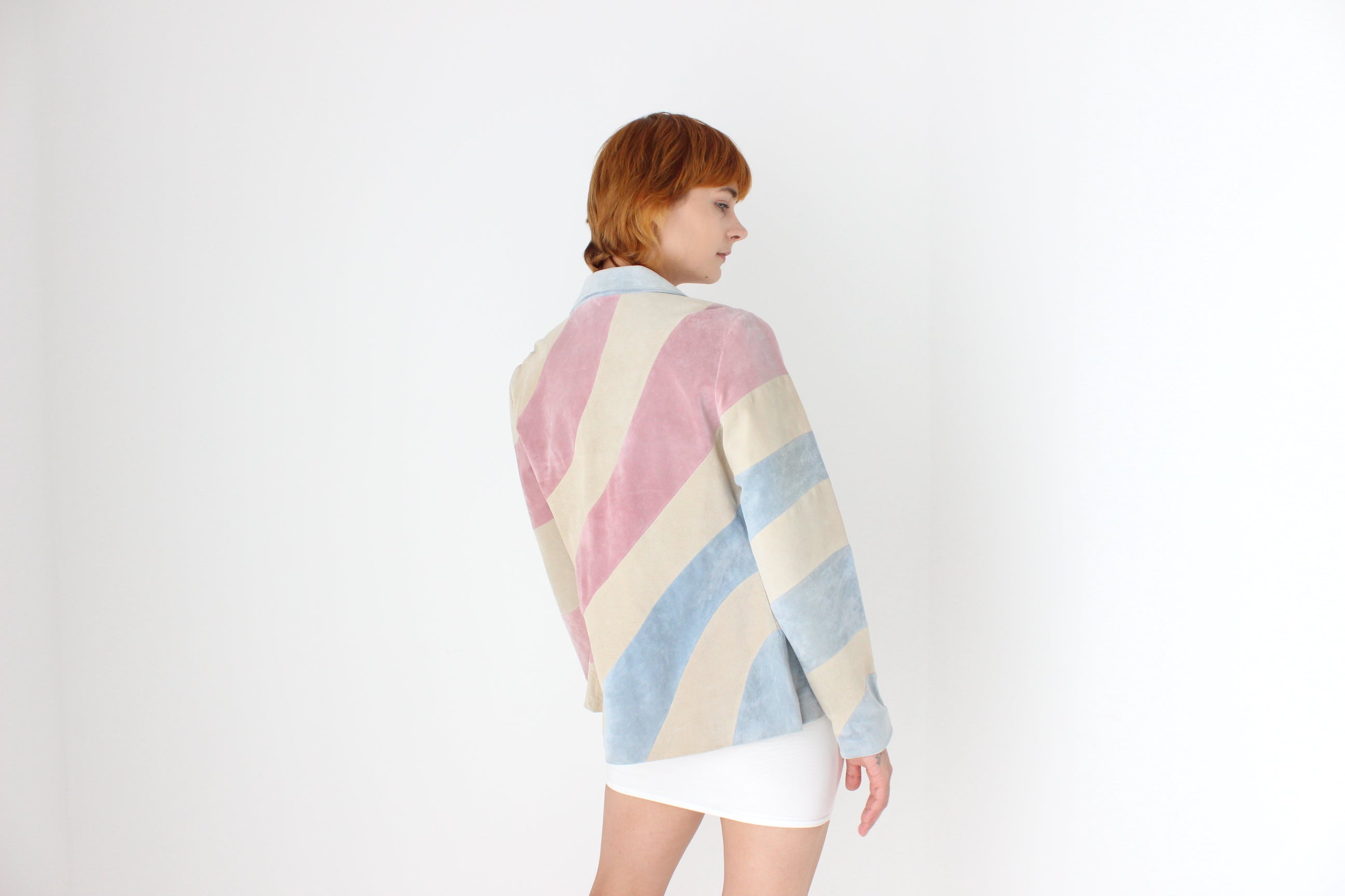 Y2K Sorbet Curved Suede Patchwork Jacket