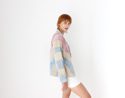 Y2K Sorbet Curved Suede Patchwork Jacket