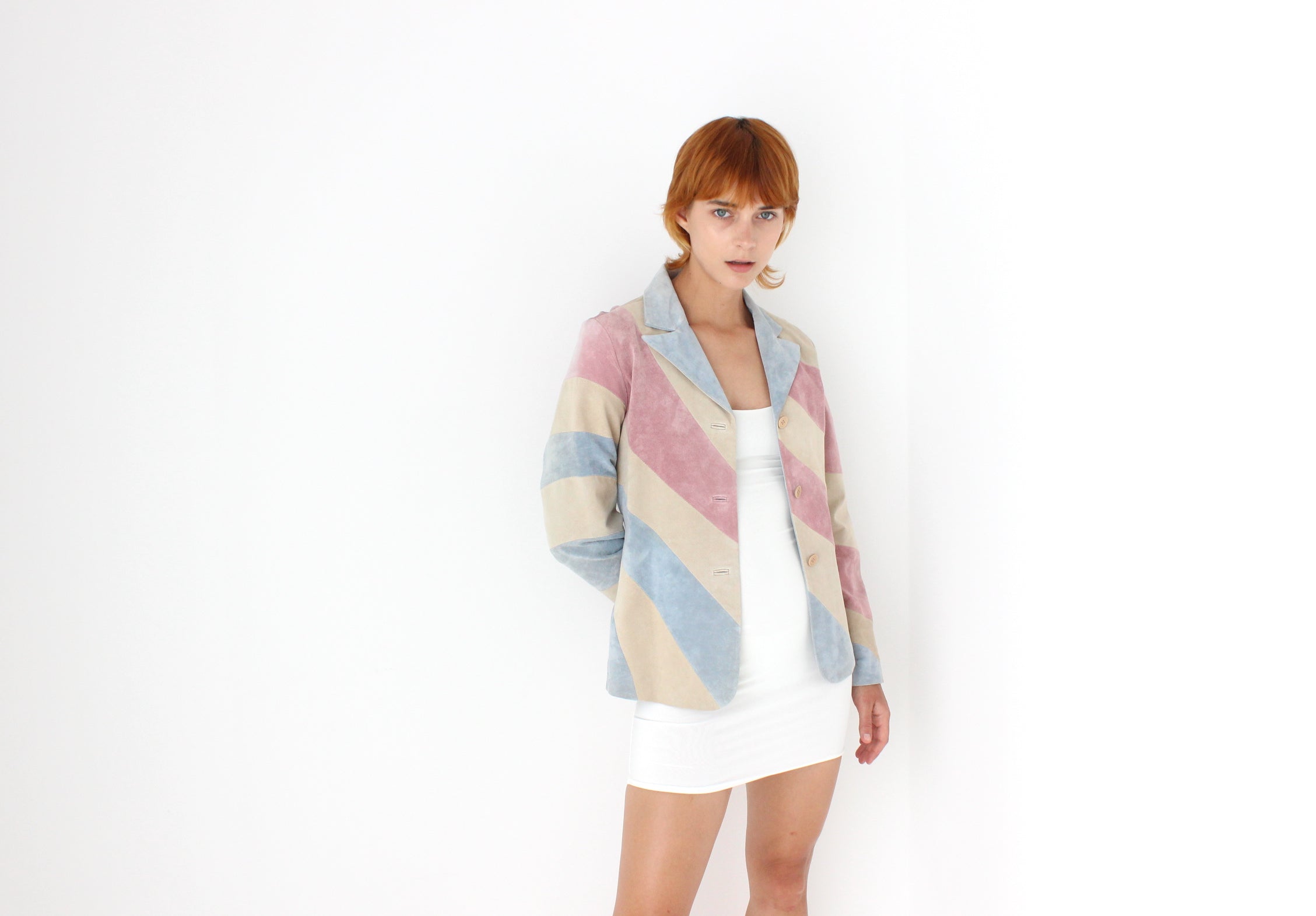 Y2K Sorbet Curved Suede Patchwork Jacket