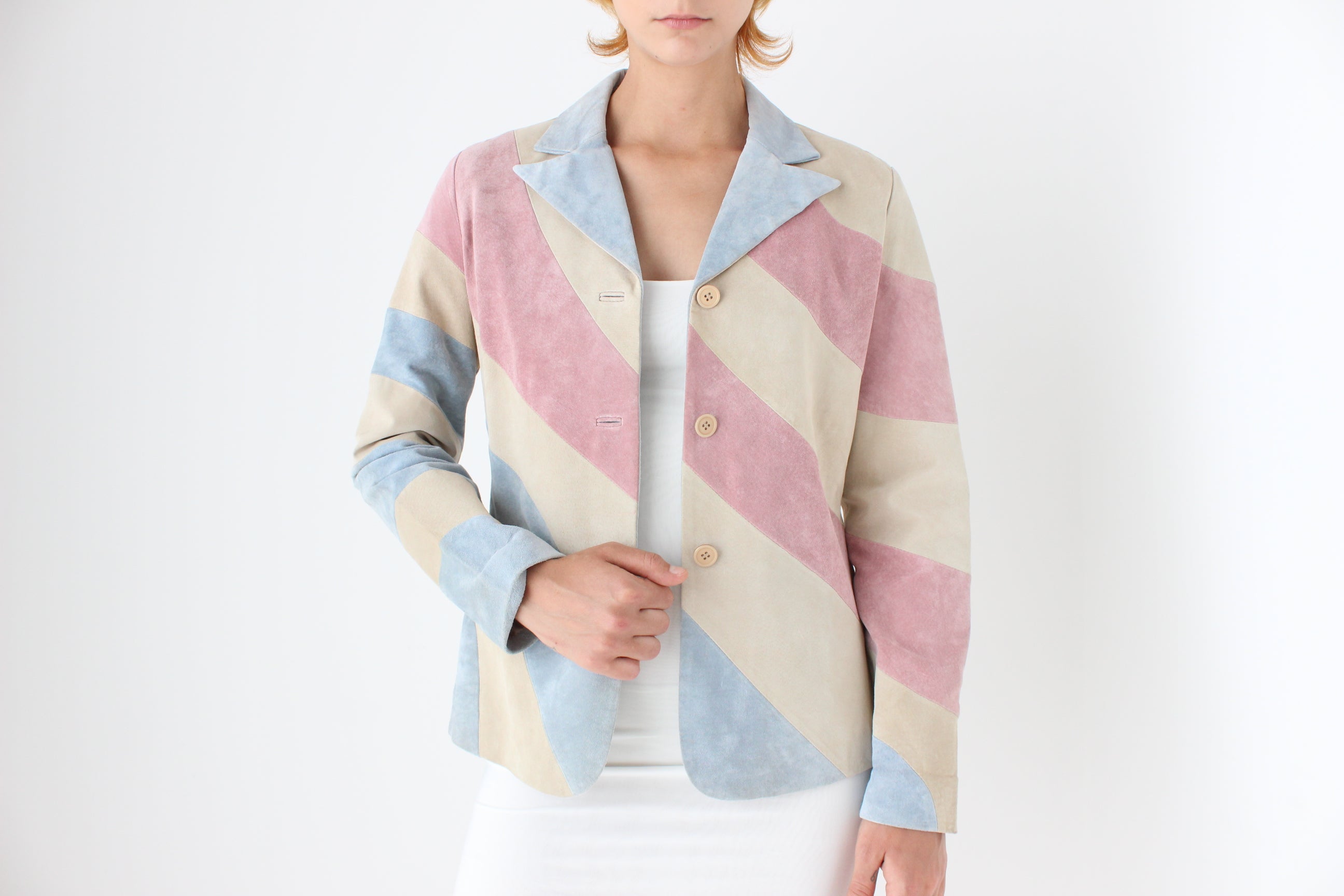 Y2K Sorbet Curved Suede Patchwork Jacket