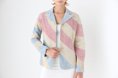 Y2K Sorbet Curved Suede Patchwork Jacket