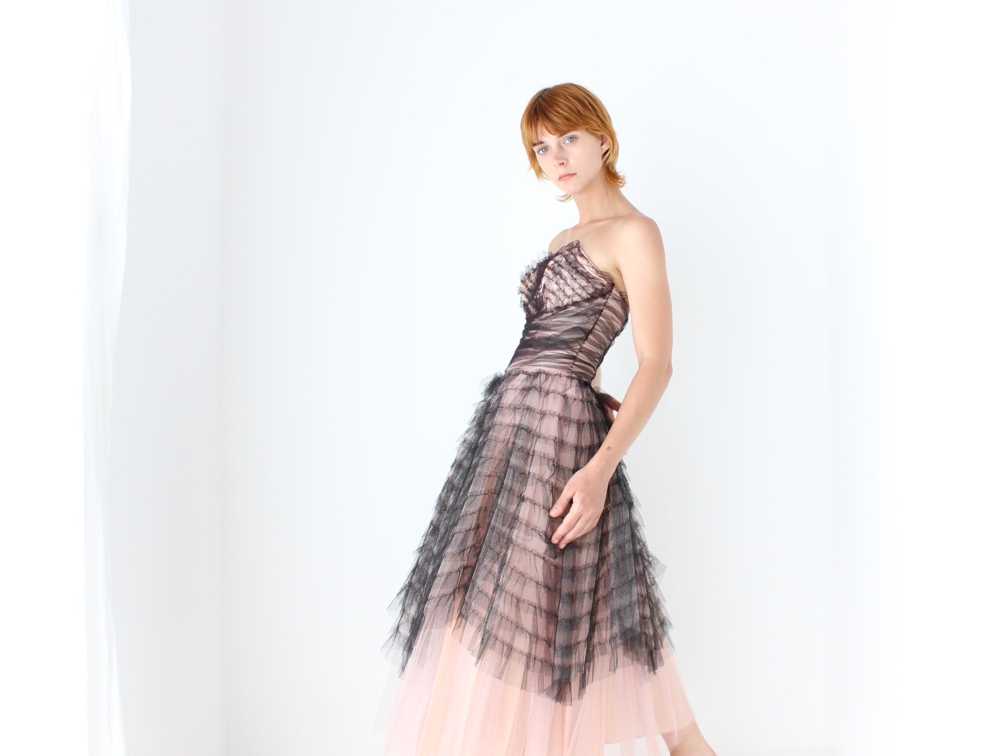 Cinematic 50s Hand Sewn Ruffled Tulle Puff Ballerina Gown