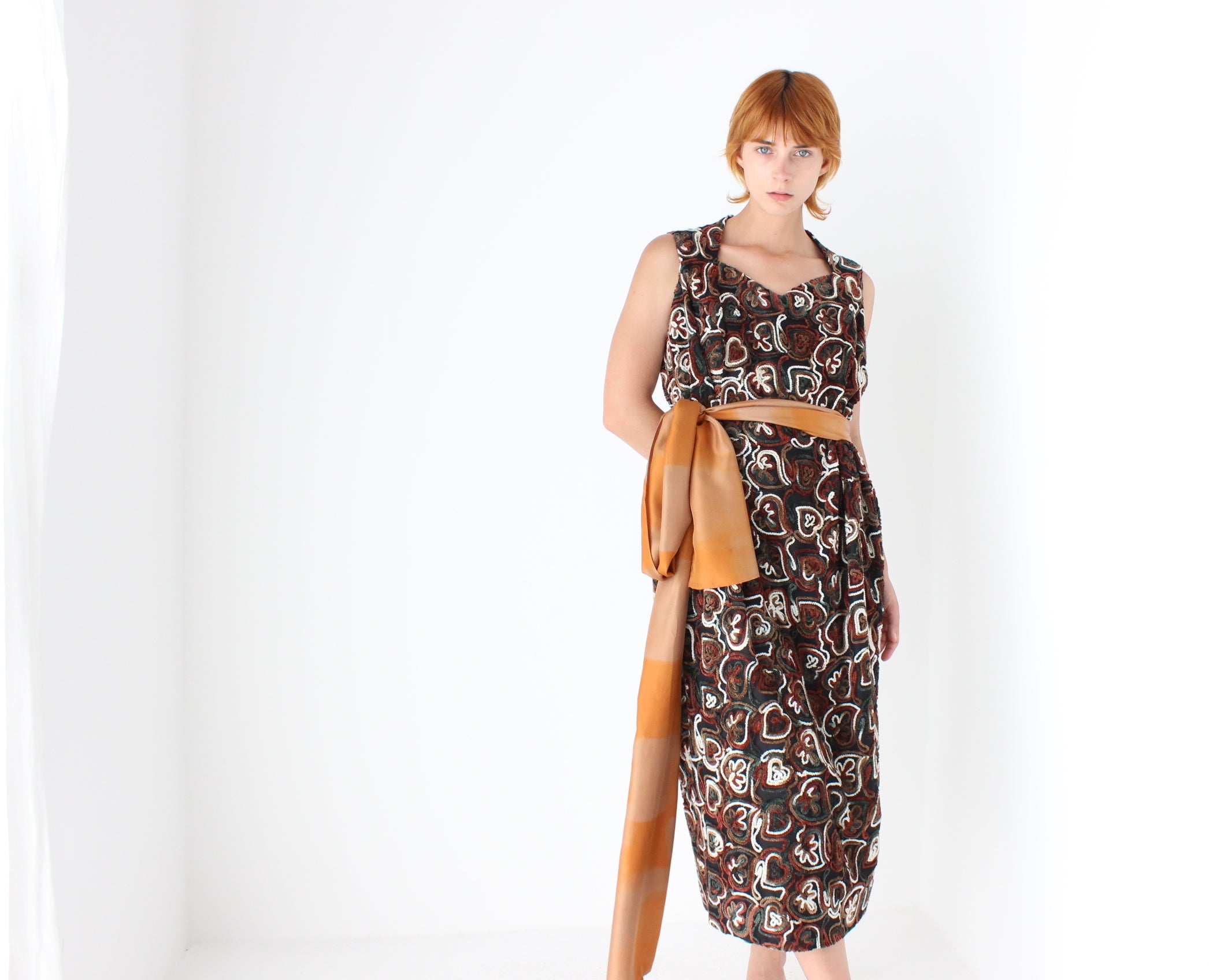 Kooky 80s Textured Squiggle Smock Dress