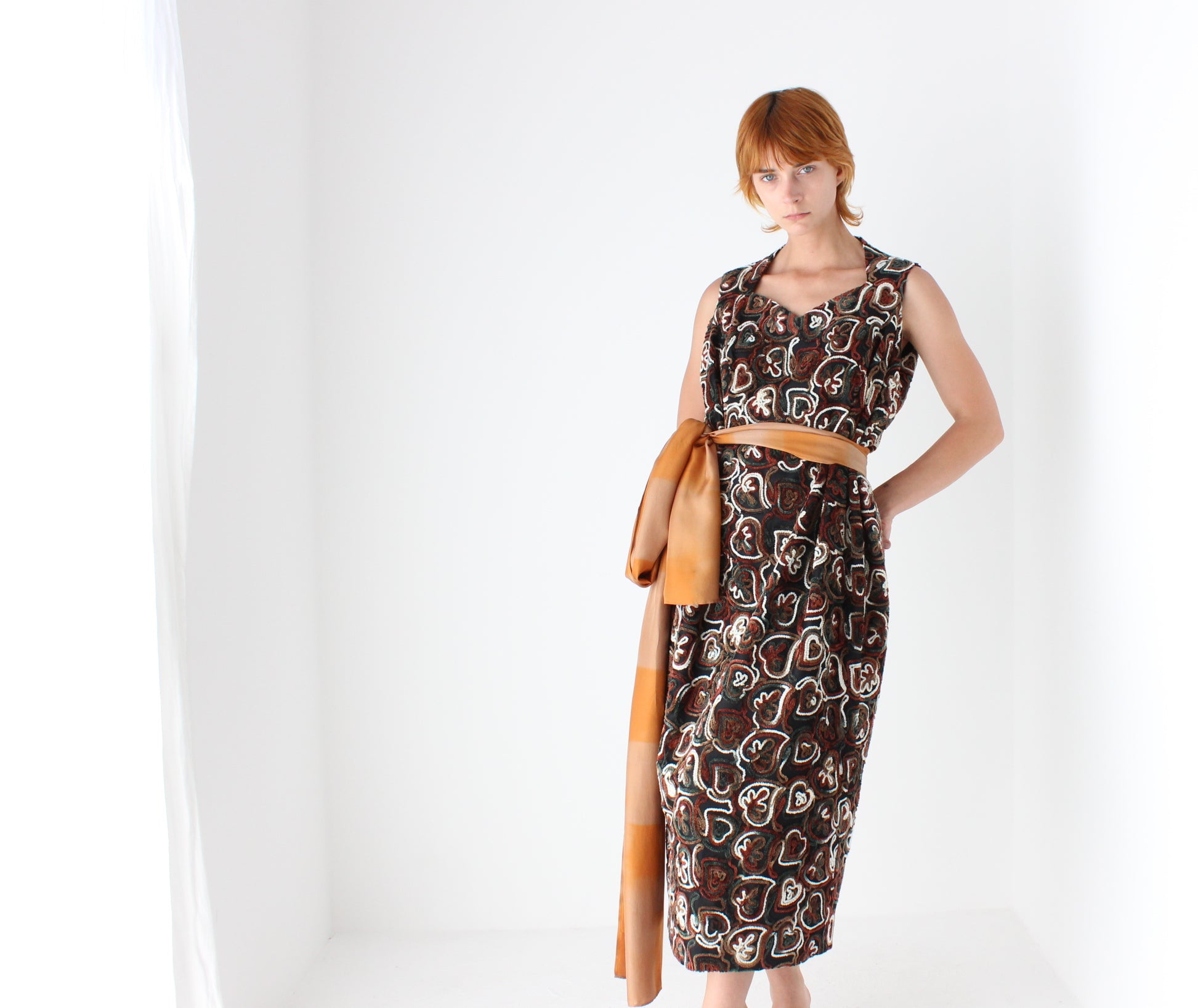 Kooky 80s Textured Squiggle Smock Dress