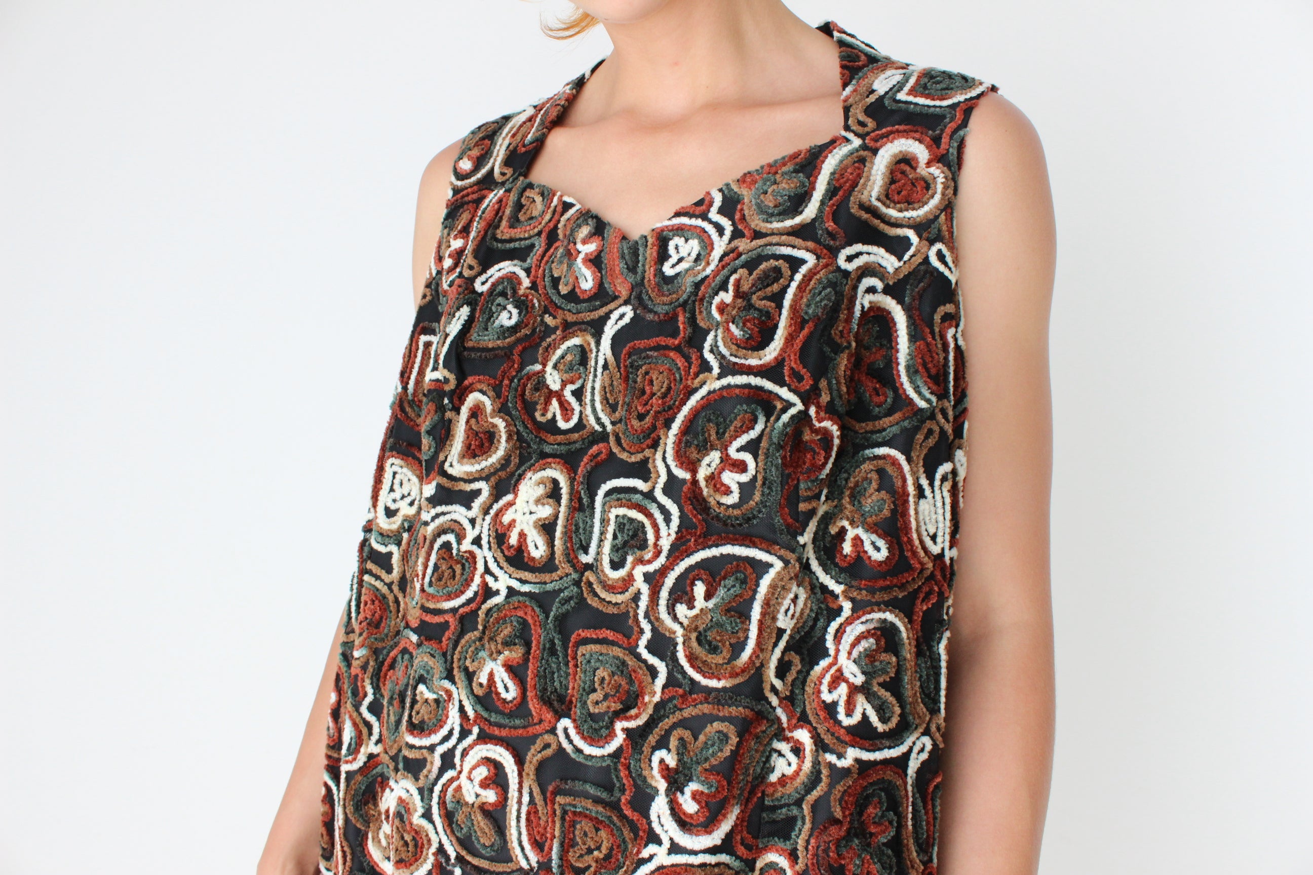 Kooky 80s Textured Squiggle Smock Dress