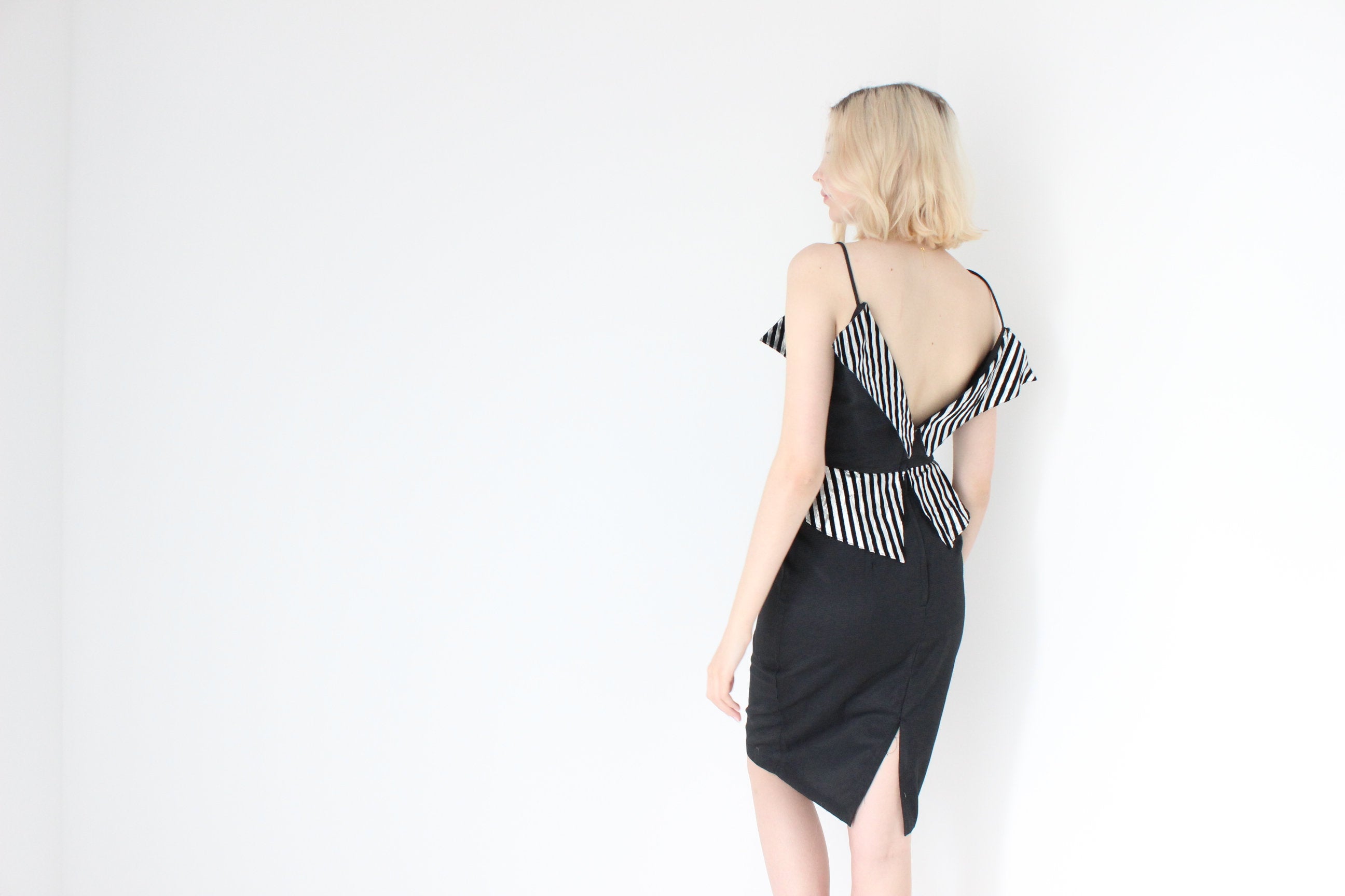 80s SHISHI Sculptural Origami Lamé ~Disco Fairy~ Peplum Dress