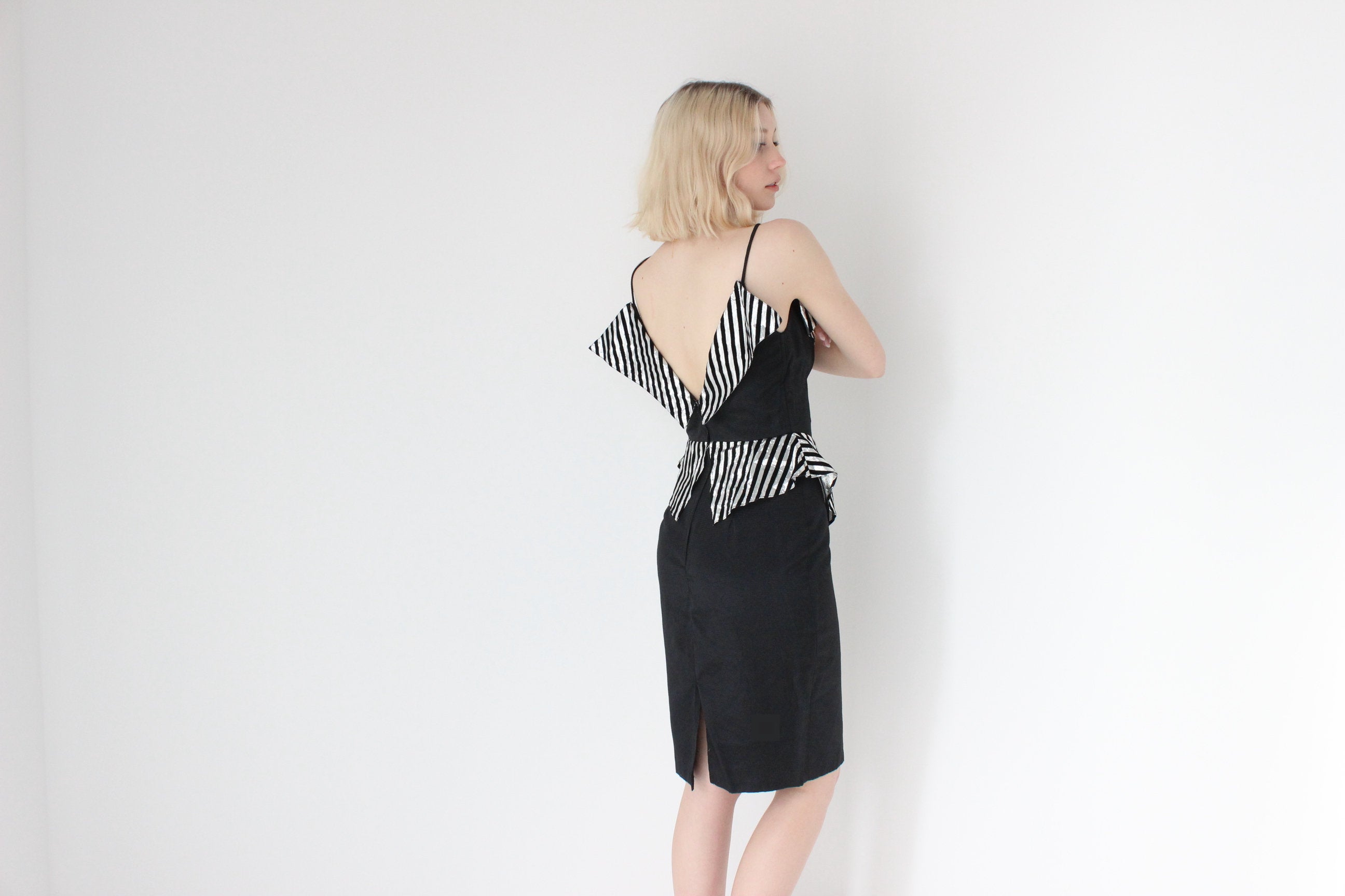 80s SHISHI Sculptural Origami Lamé ~Disco Fairy~ Peplum Dress