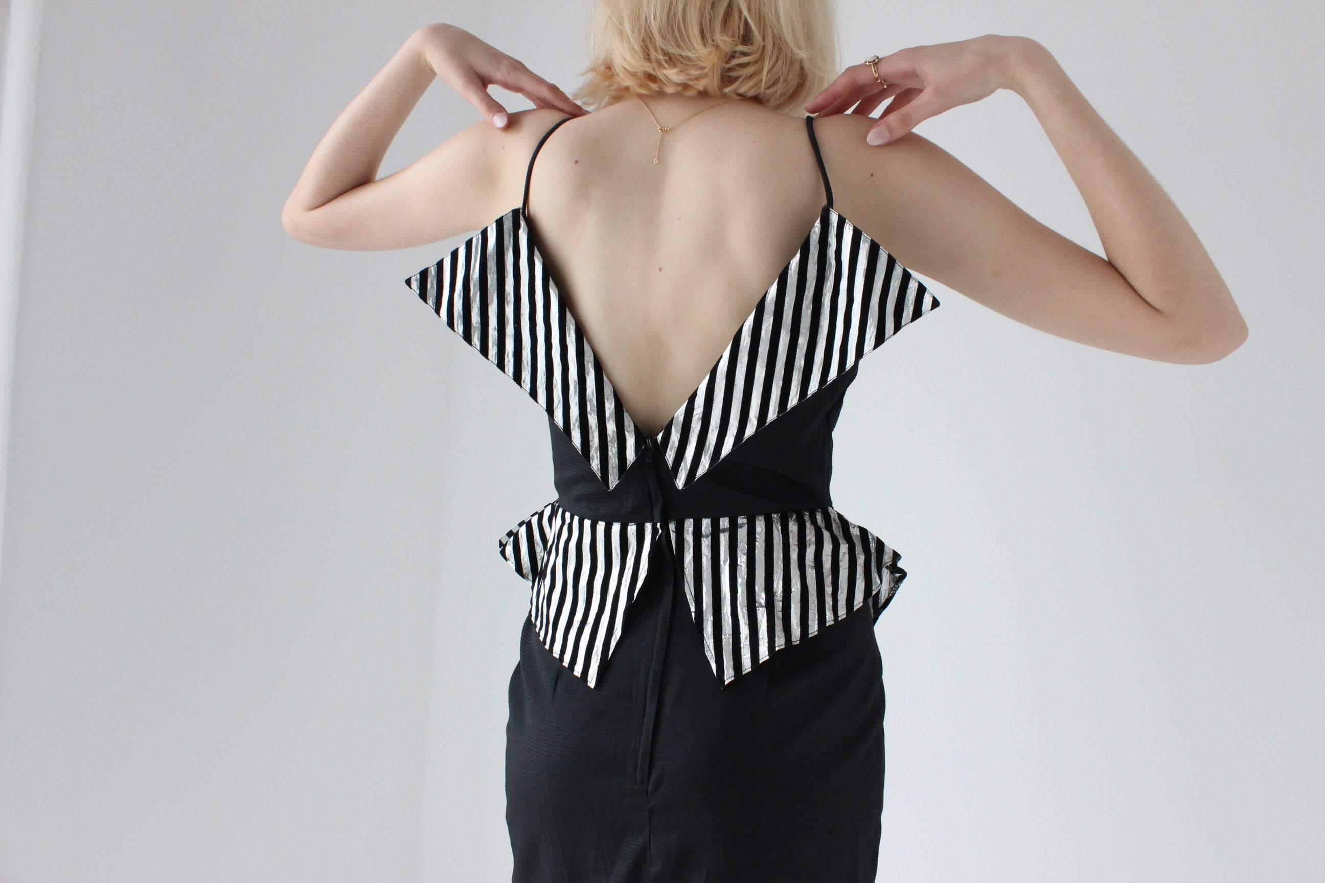 80s SHISHI Sculptural Origami Lamé ~Disco Fairy~ Peplum Dress
