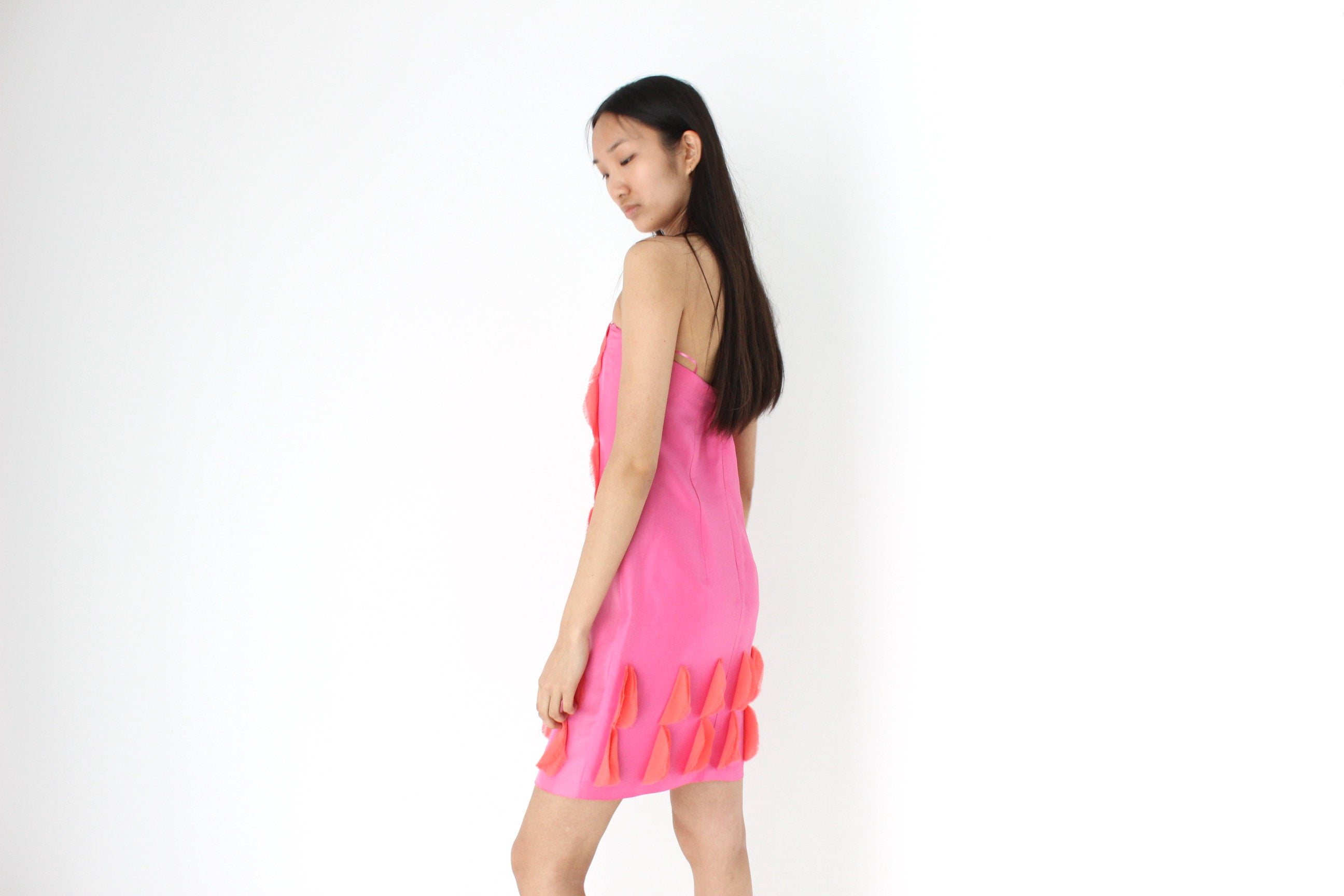 Y2K Nicola Finetti Bubblegum Silk 3D Wearable Art Origami Circle Strapless Mini