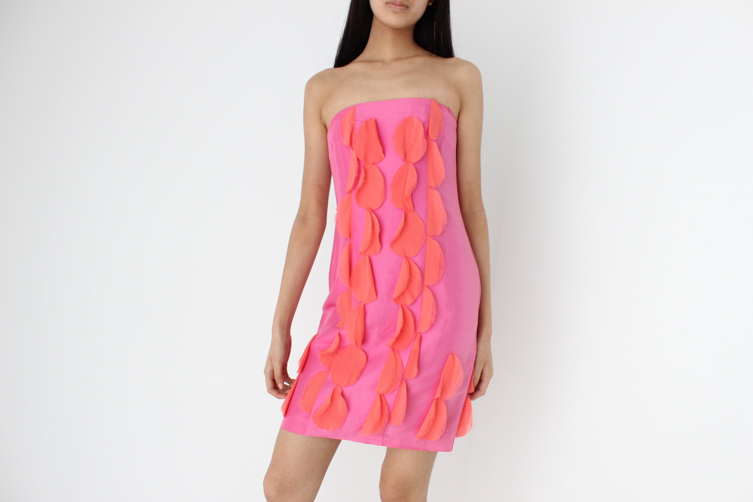 Y2K Nicola Finetti Bubblegum Silk 3D Wearable Art Origami Circle Strapless Mini