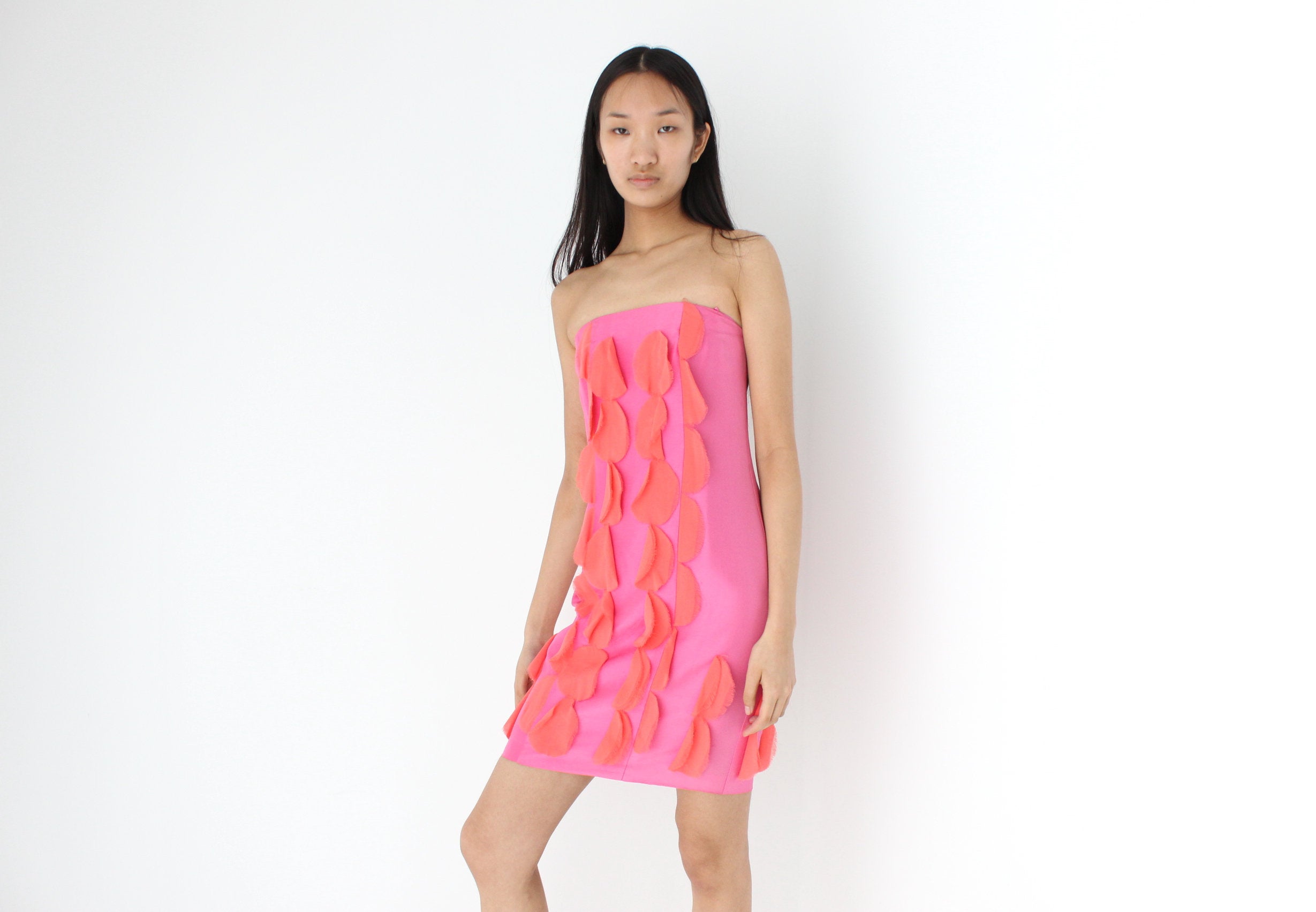 Y2K Nicola Finetti Bubblegum Silk 3D Wearable Art Origami Circle Strapless Mini