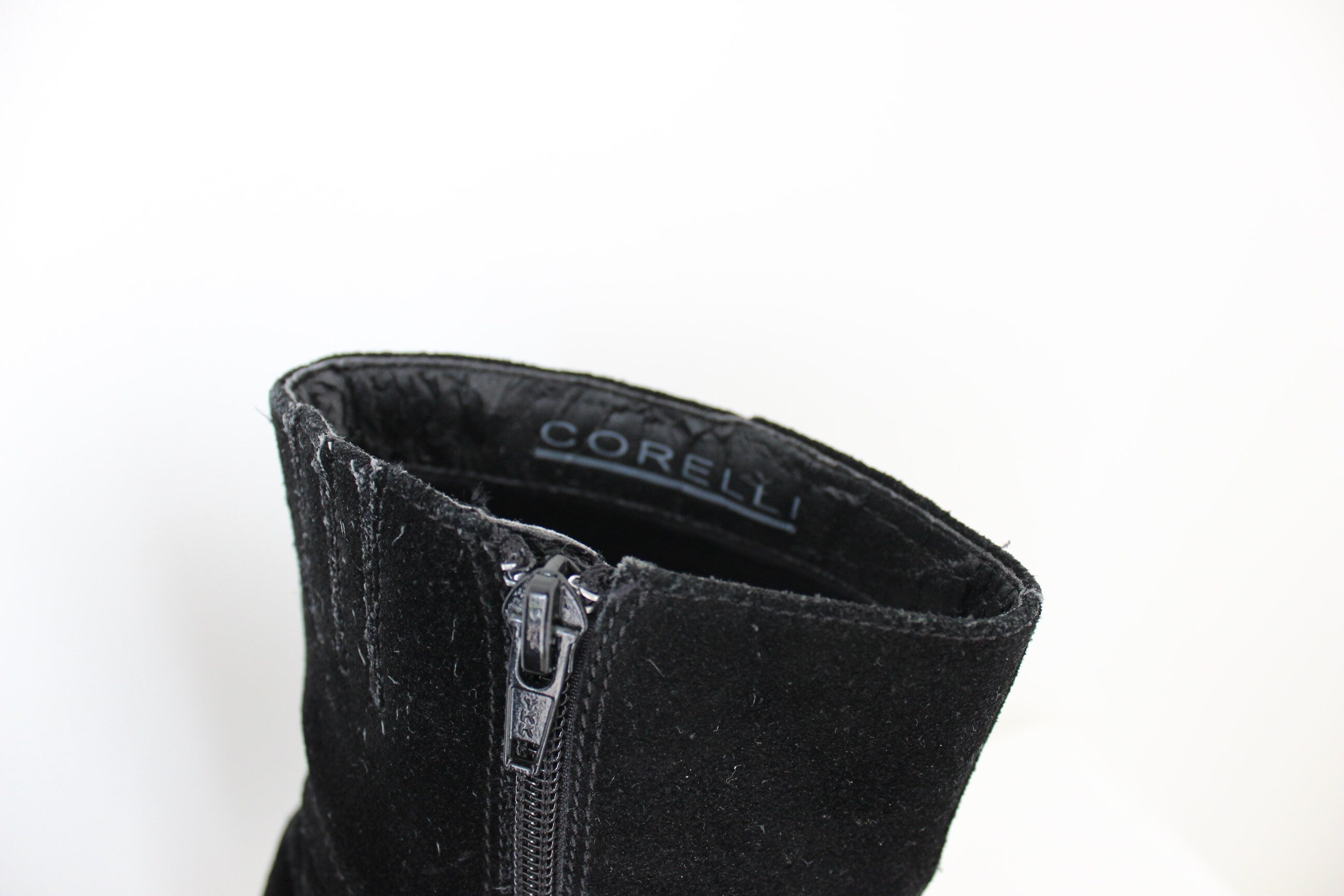 90s Suede Square Toe, Low Heel Ankle Boots - Euro 39.5