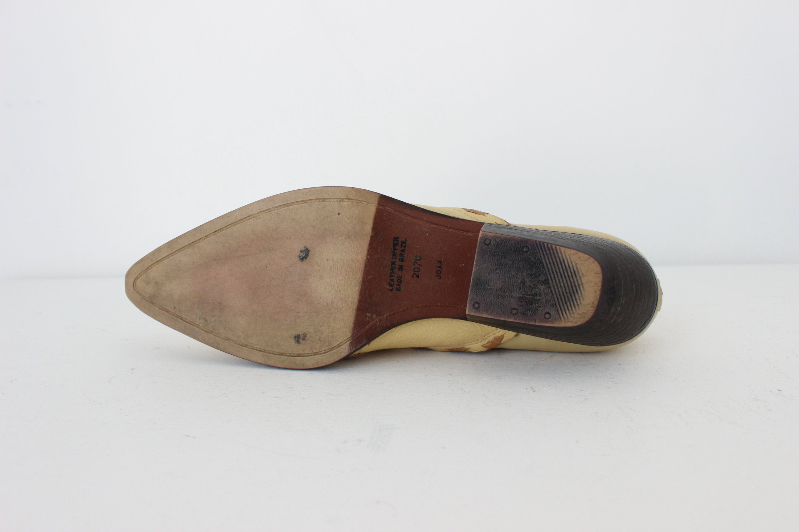 80s Butter Leather Western Cowgirl Detailing Pointed Toe Boots - Euro 37