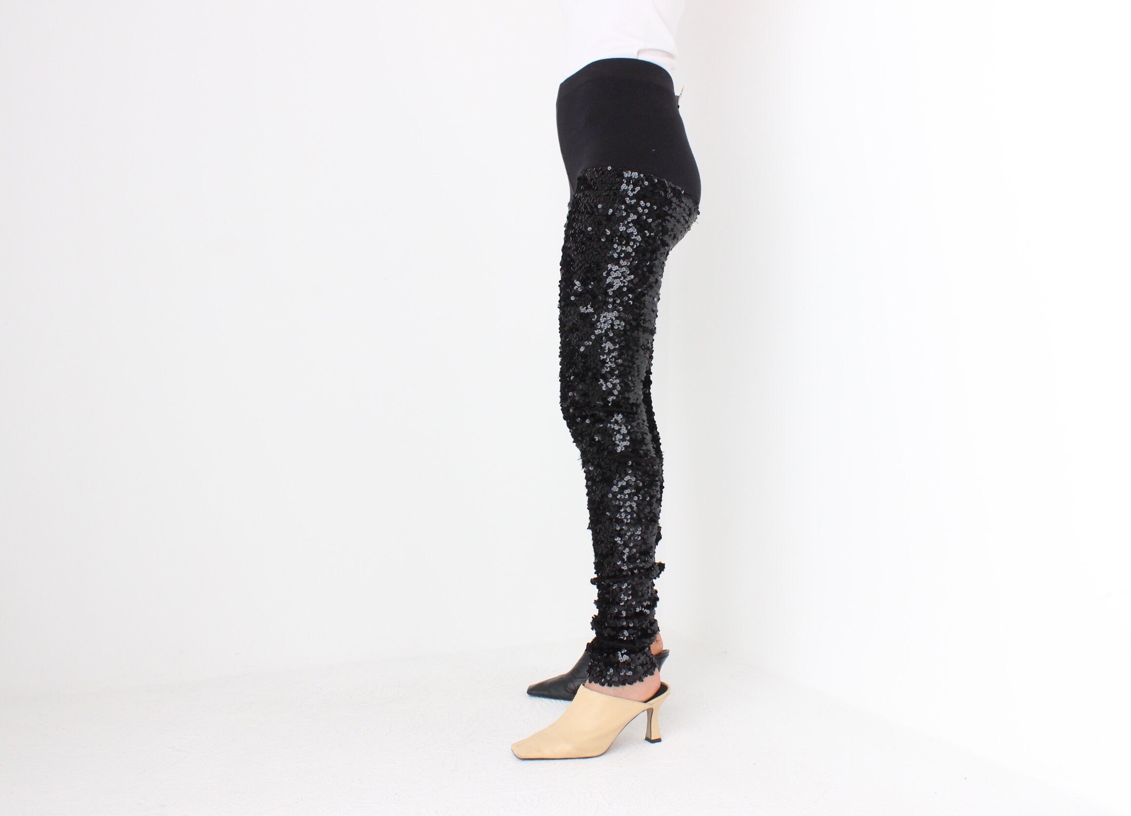 Y2K CUE Sequin Stretch Knit Disco Leggings