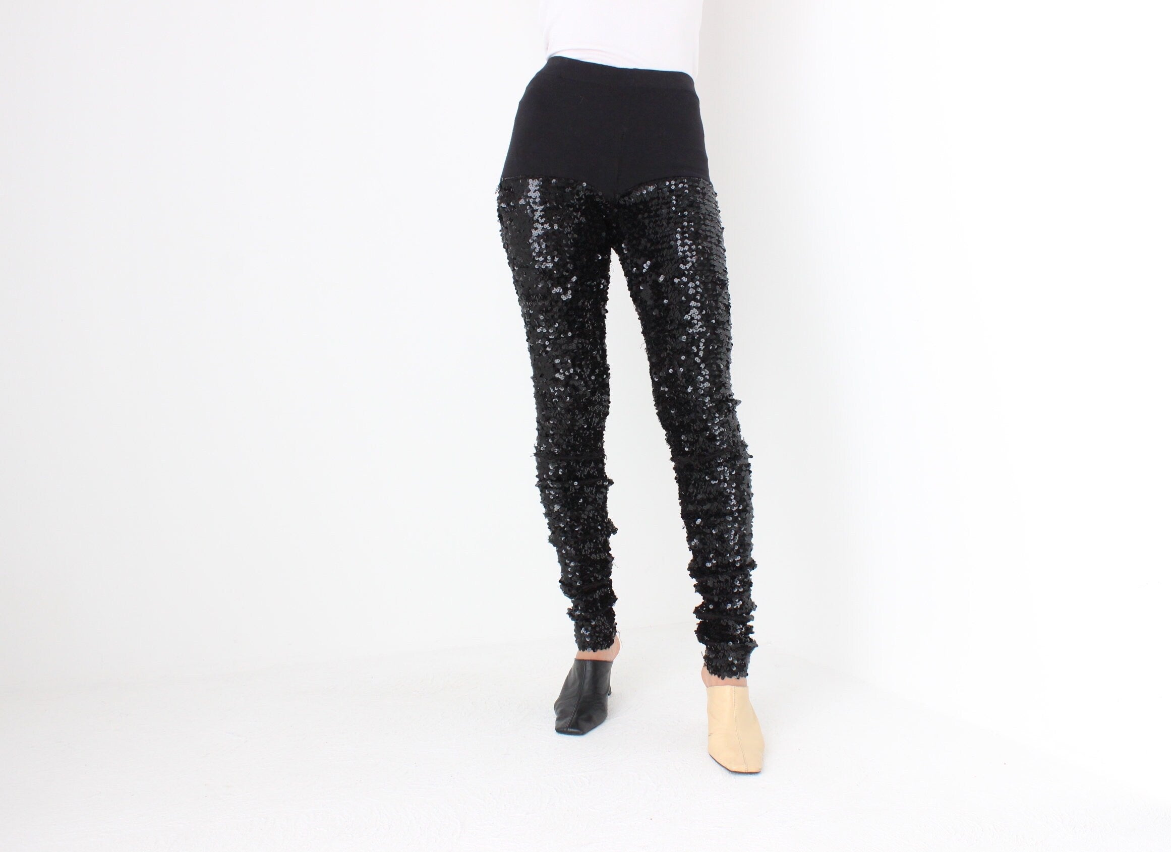 Y2K CUE Sequin Stretch Knit Disco Leggings