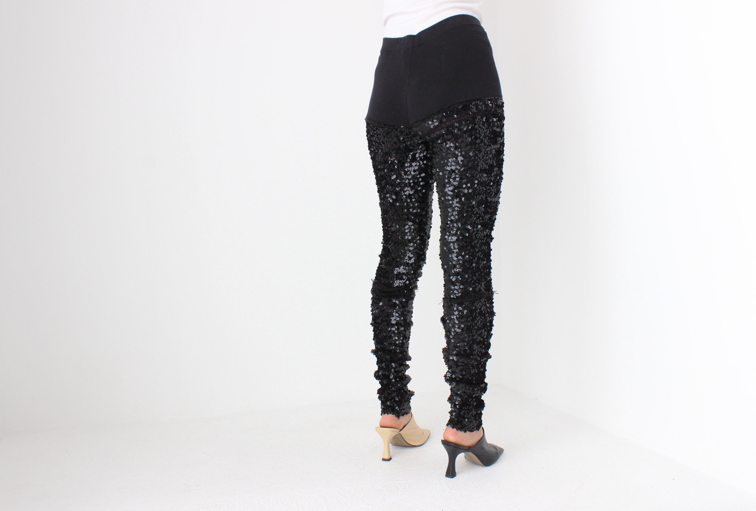 Y2K CUE Sequin Stretch Knit Disco Leggings
