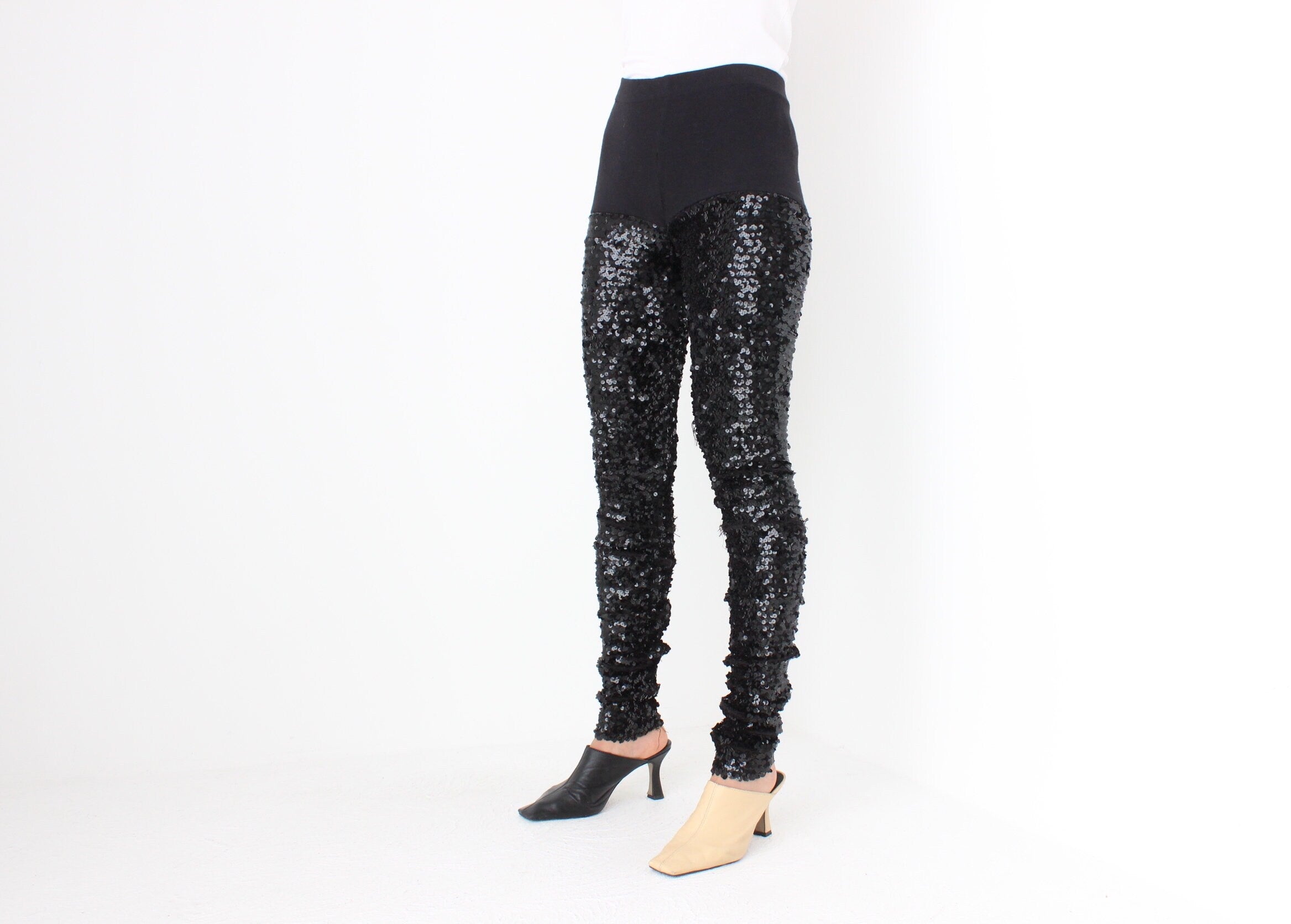 Y2K CUE Sequin Stretch Knit Disco Leggings