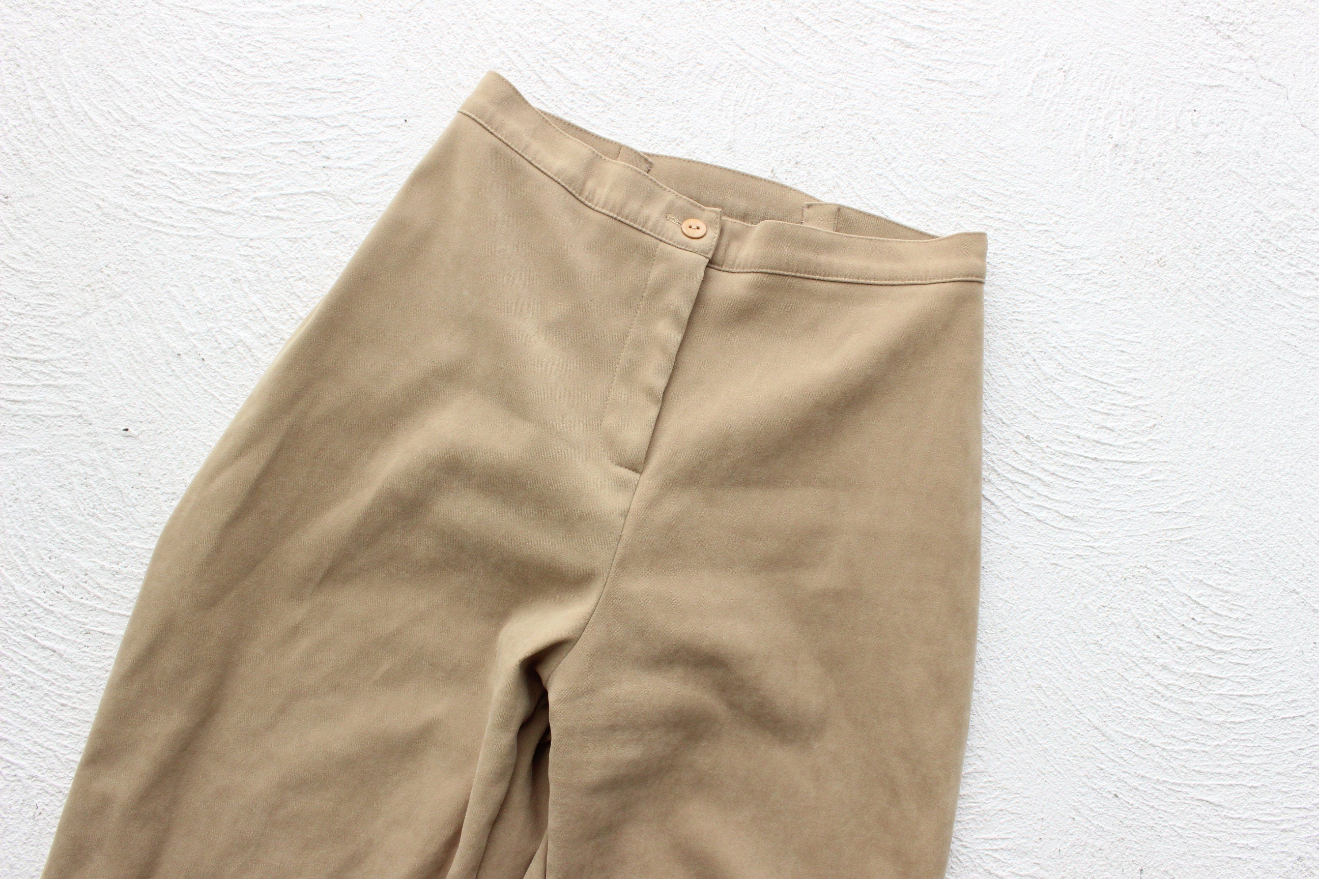 90s Suede Feel Neutral Camel Two Piece Pant Suit