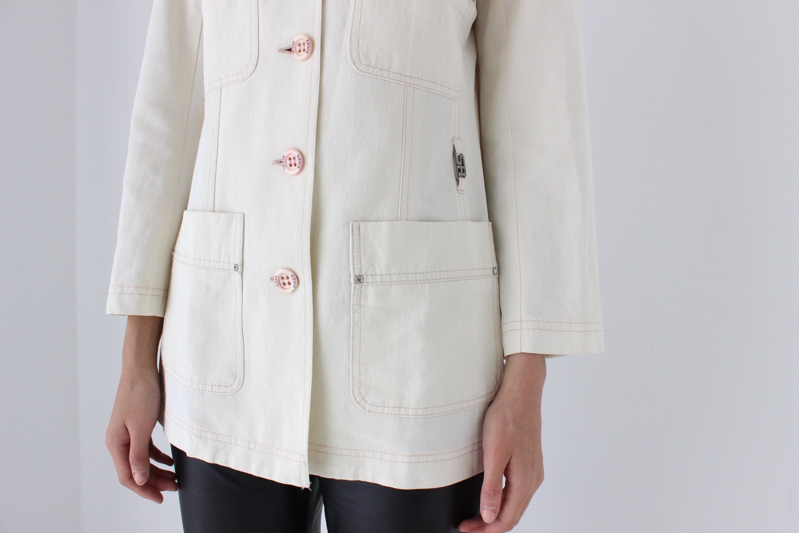 2000s Sonia Rykiel Cream Cotton Utility Shacket