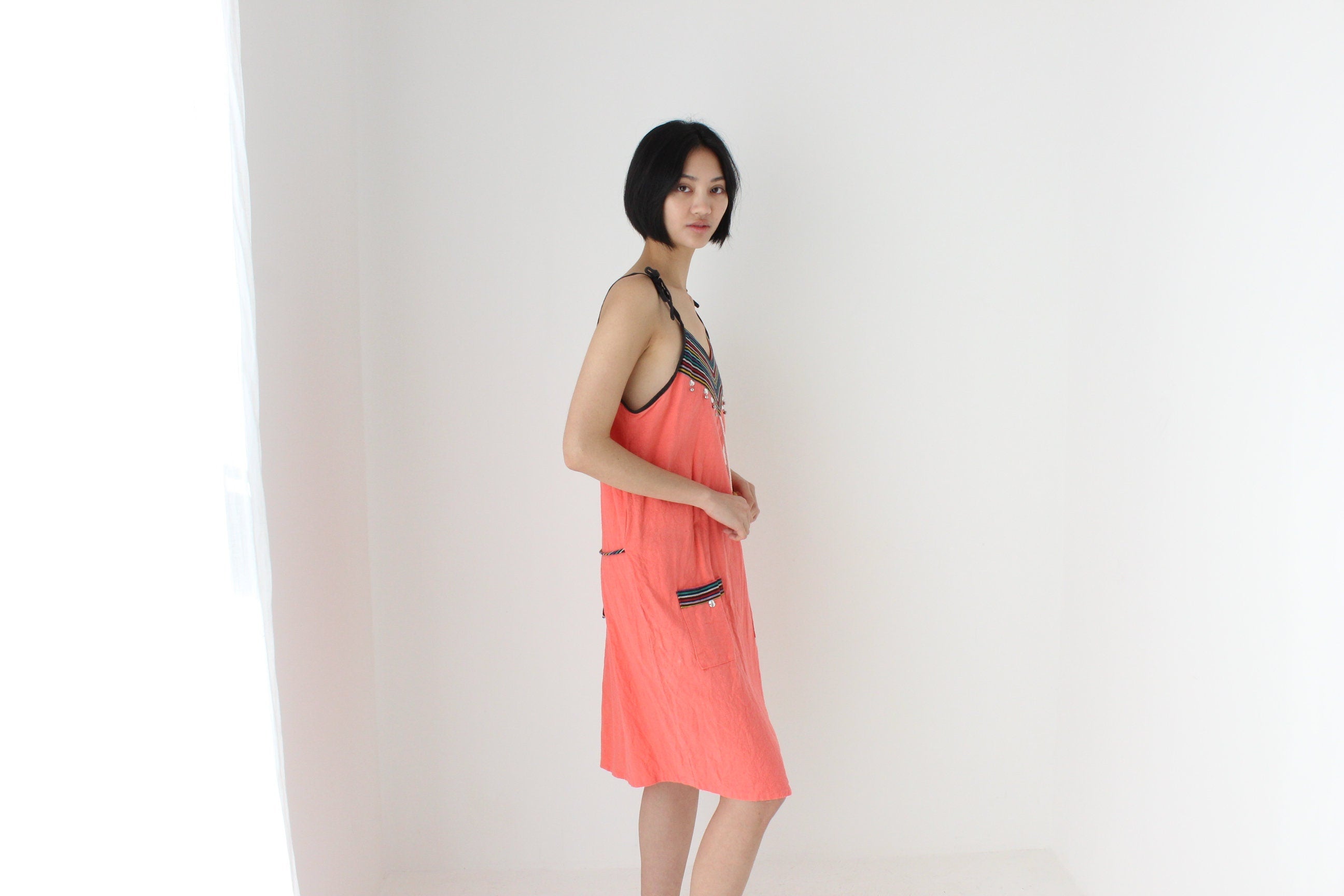 90s Thai Cotton Neon Bright Beach Smock