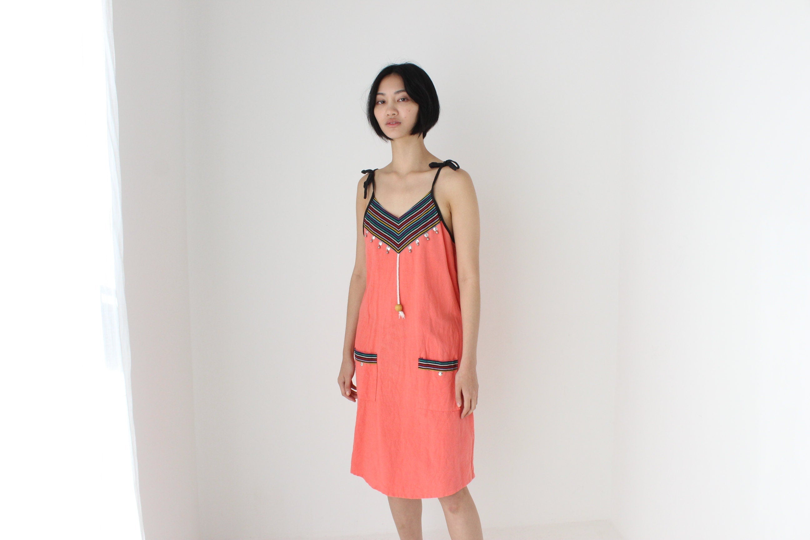 90s Thai Cotton Neon Bright Beach Smock