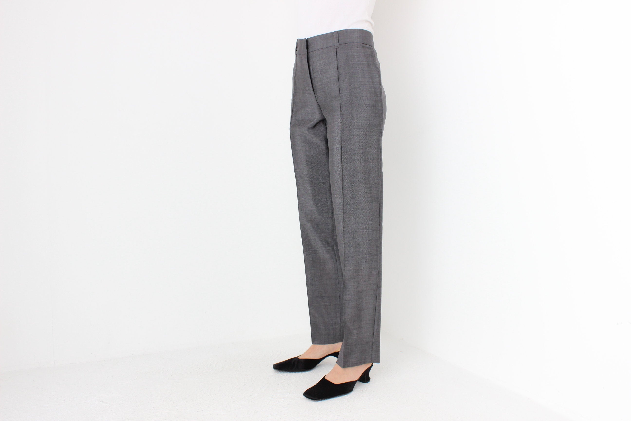 Y2K DEREK LAM Mohair & Wool Minimal Tailored Trousers