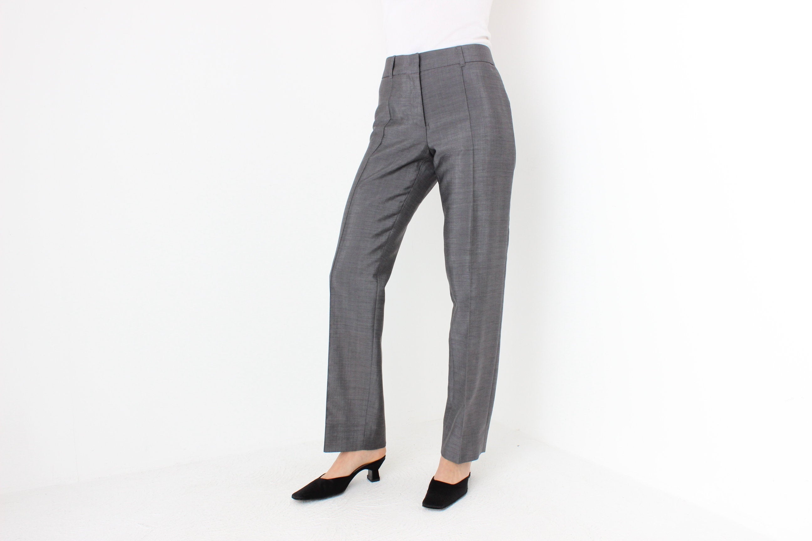 Y2K DEREK LAM Mohair & Wool Minimal Tailored Trousers