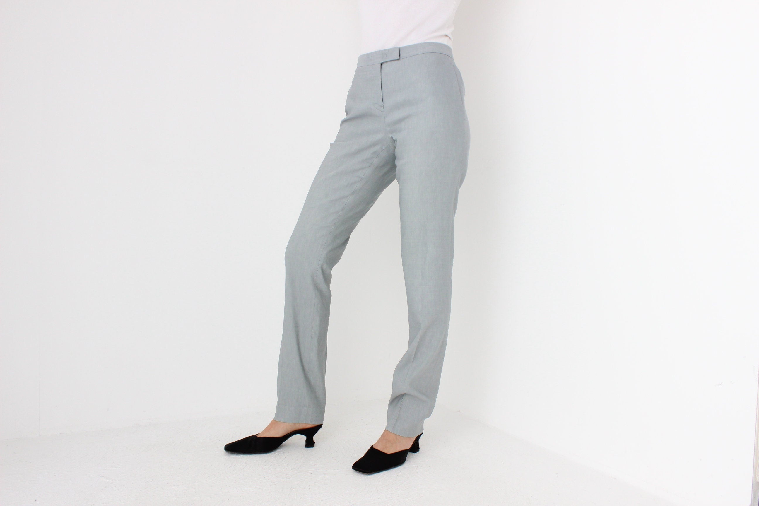 2000s JIL SANDER Wool & Linen Pastel Slim Trousers