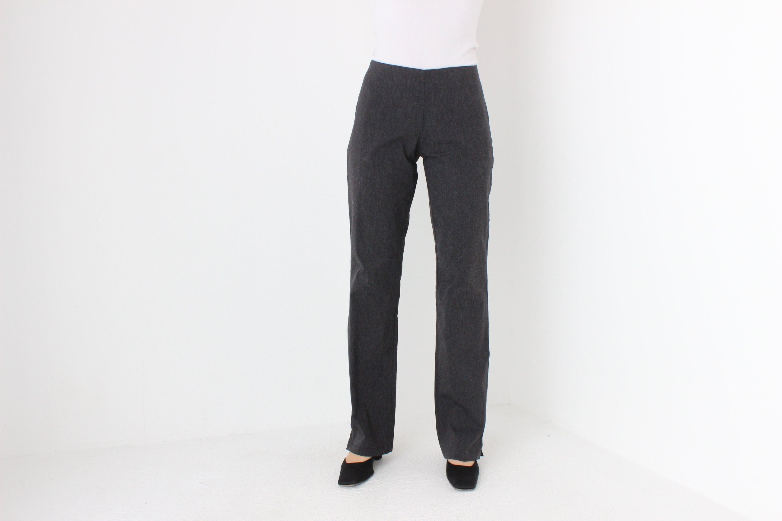 Y2K Minimal Bootcut Charcoal Grey Trousers