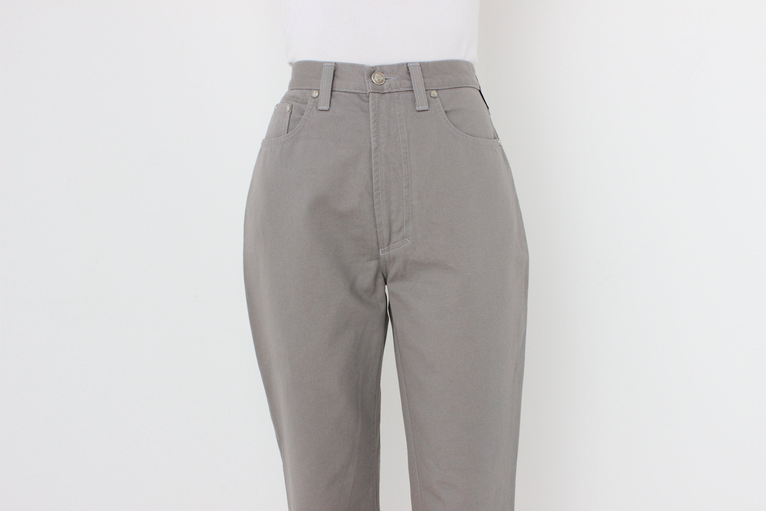 90s VERSACE Neutral Grey Jeans w/ Medusa Badge